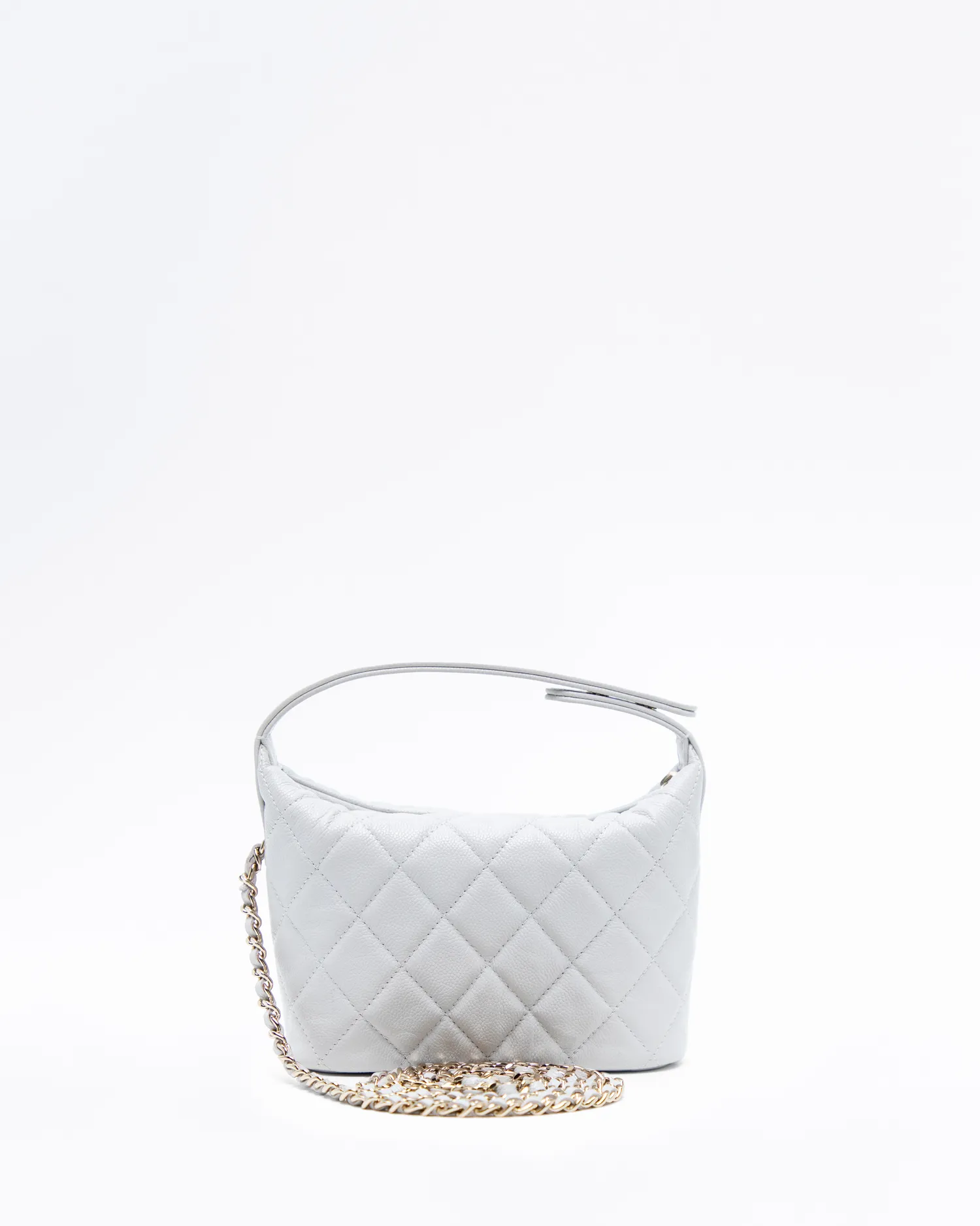 Caviar Quilted Hobo Clutch with Chain