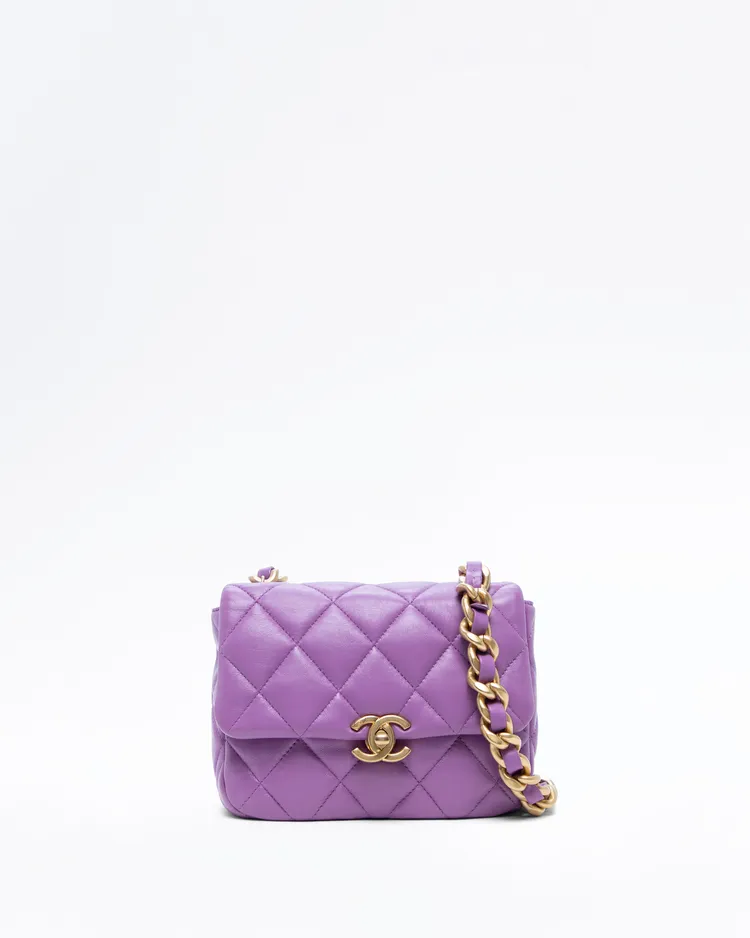 Lambskin Lacquered Chain Mini Flap Bag