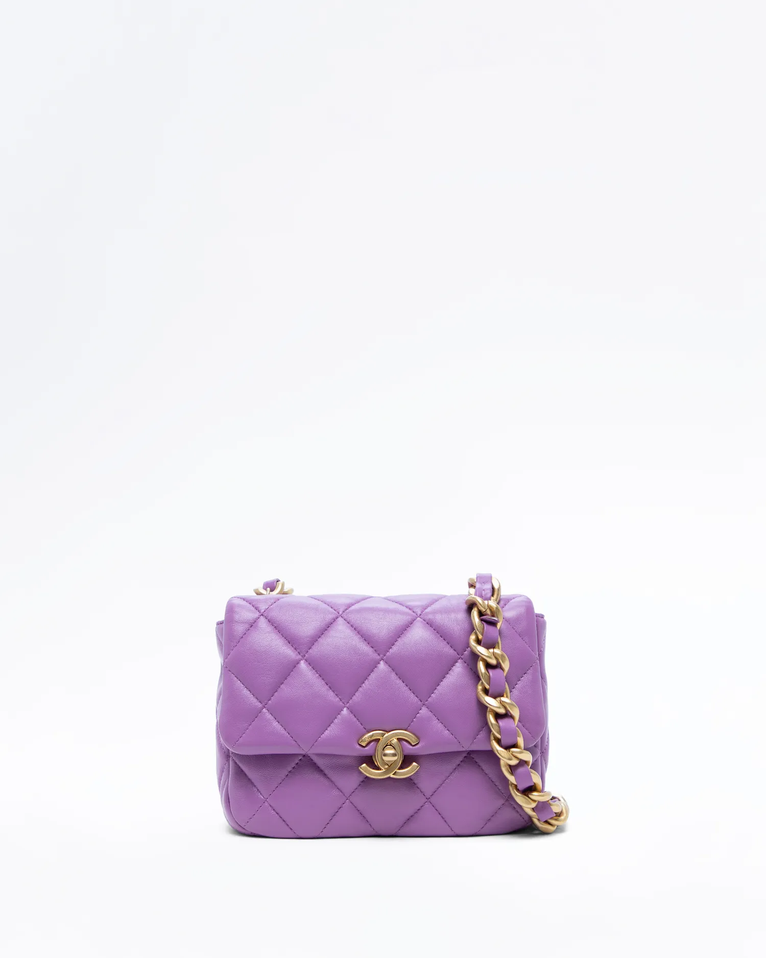 Lambskin Lacquered Chain Mini Flap Bag