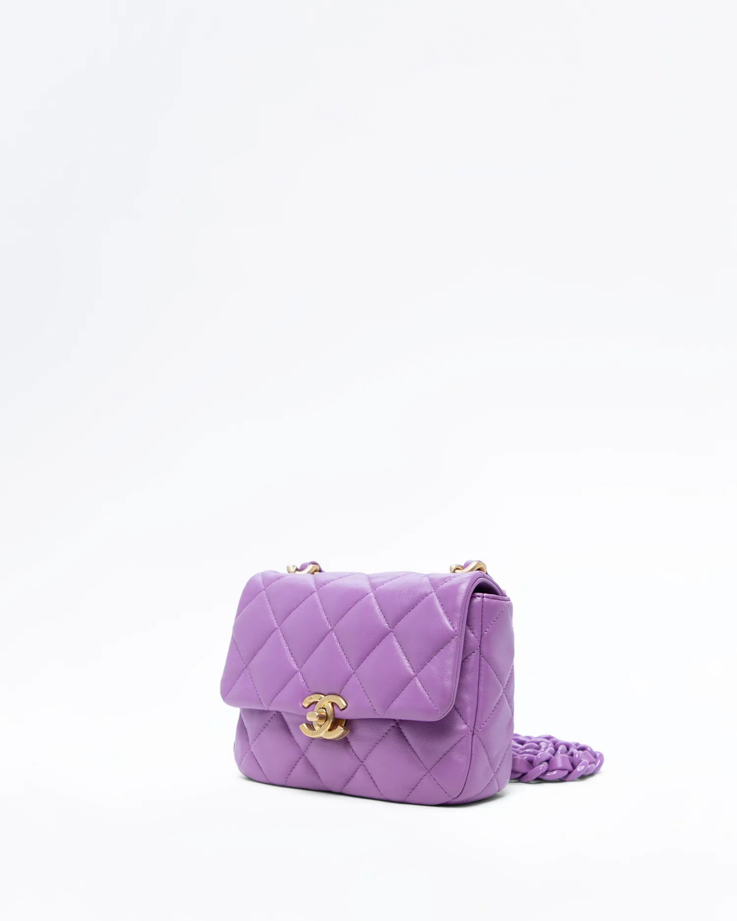 Lambskin Lacquered Chain Mini Flap Bag