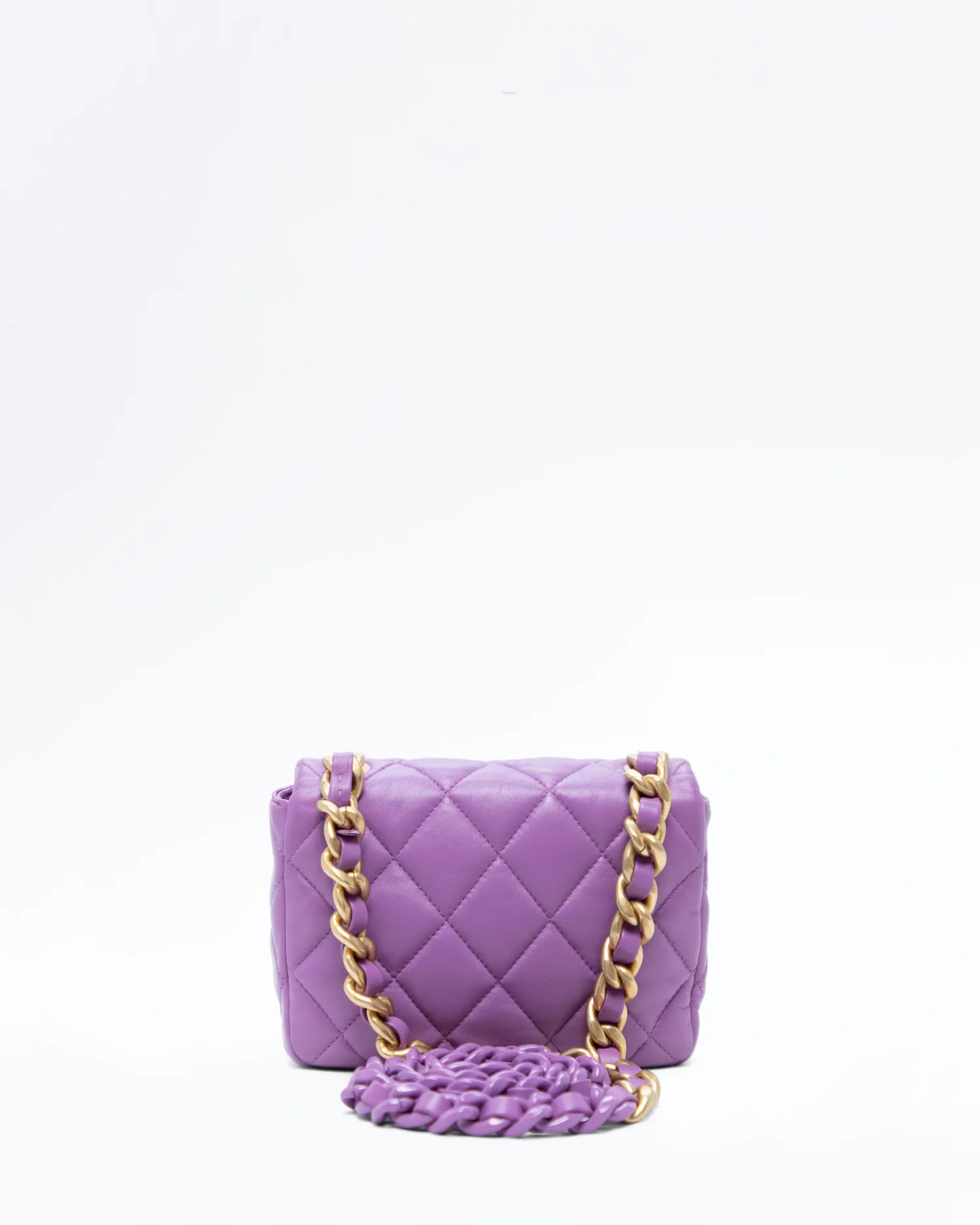 Lambskin Lacquered Chain Mini Flap Bag