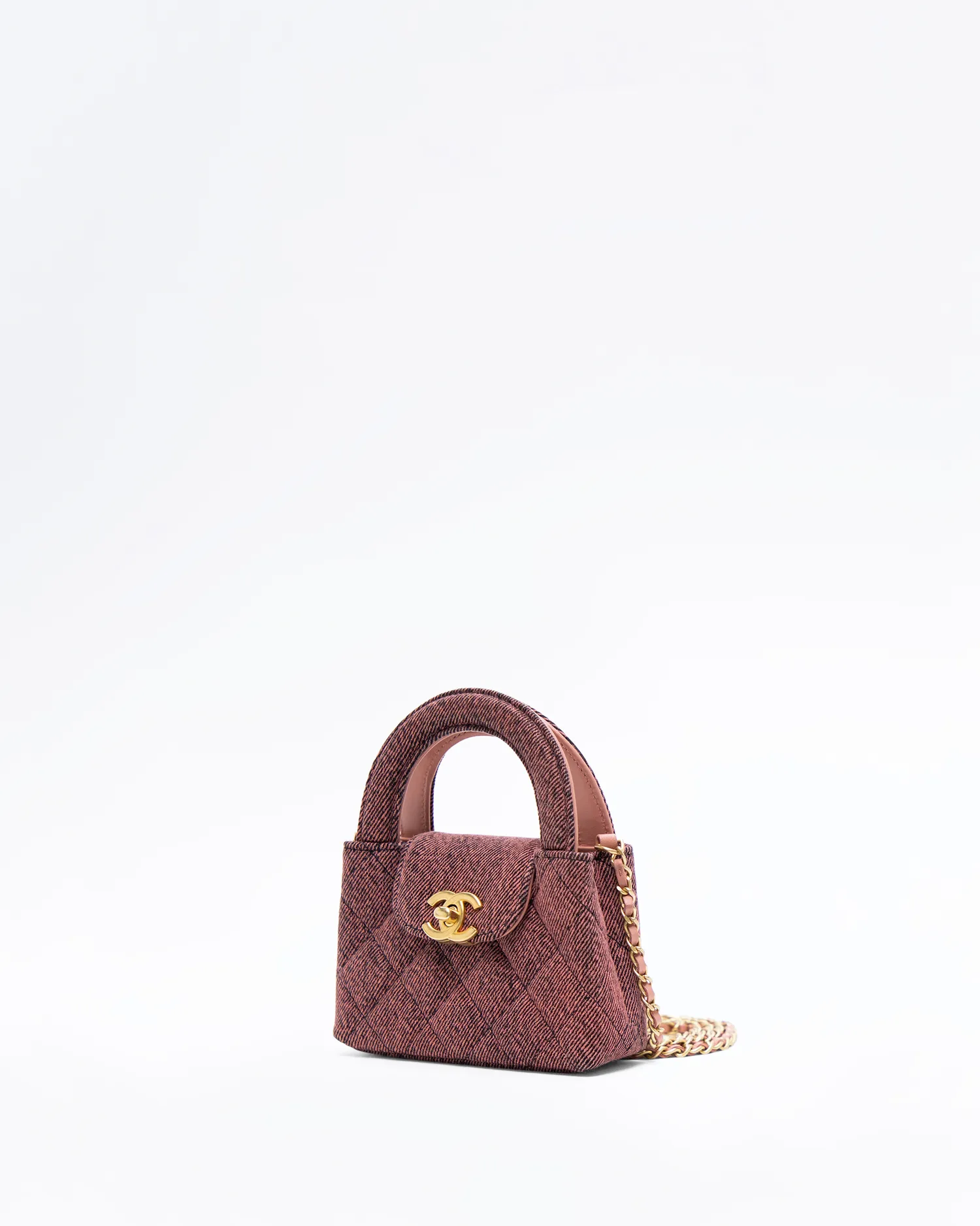 Denim Kelly Clutch with Chain
