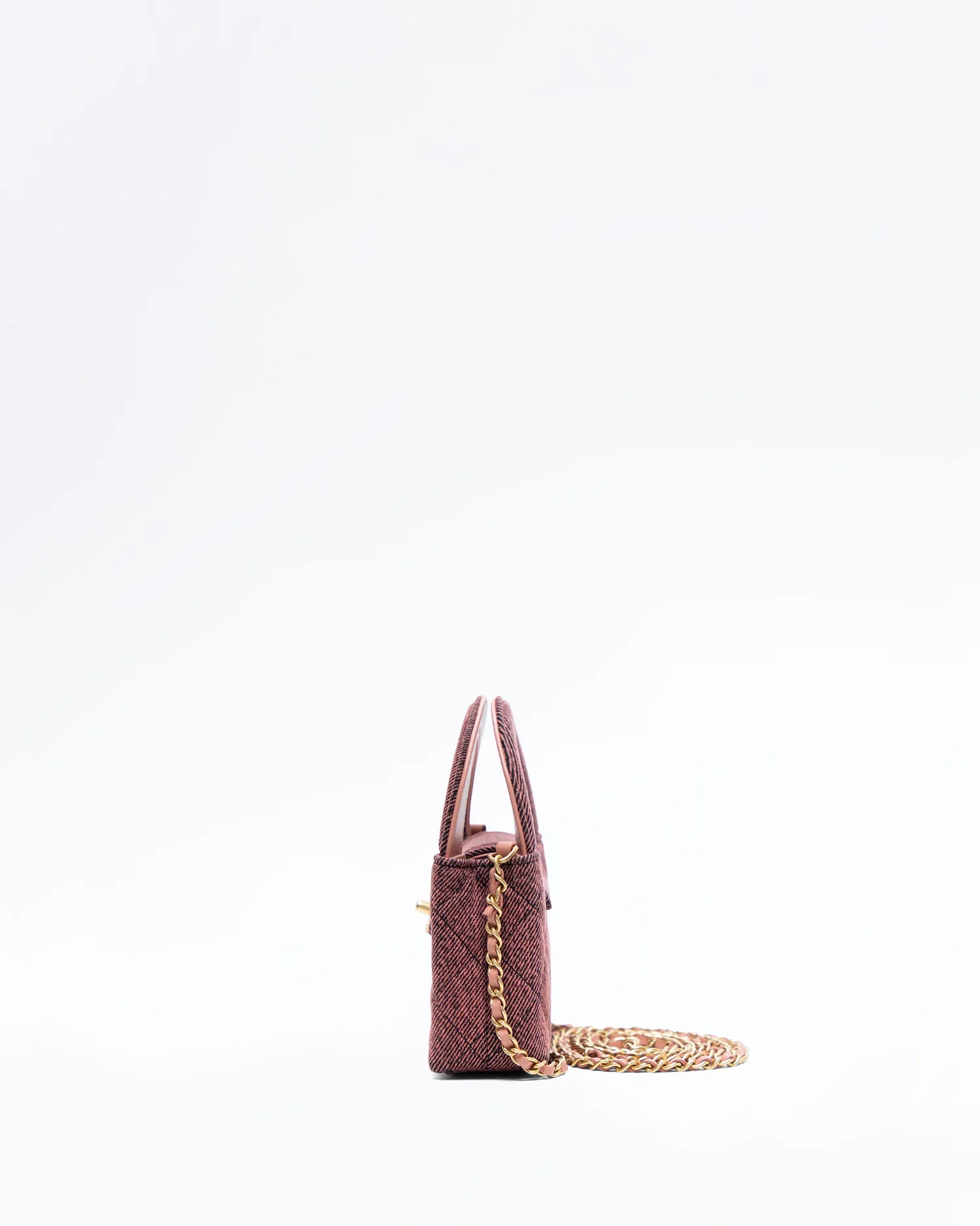 Denim Kelly Clutch with Chain
