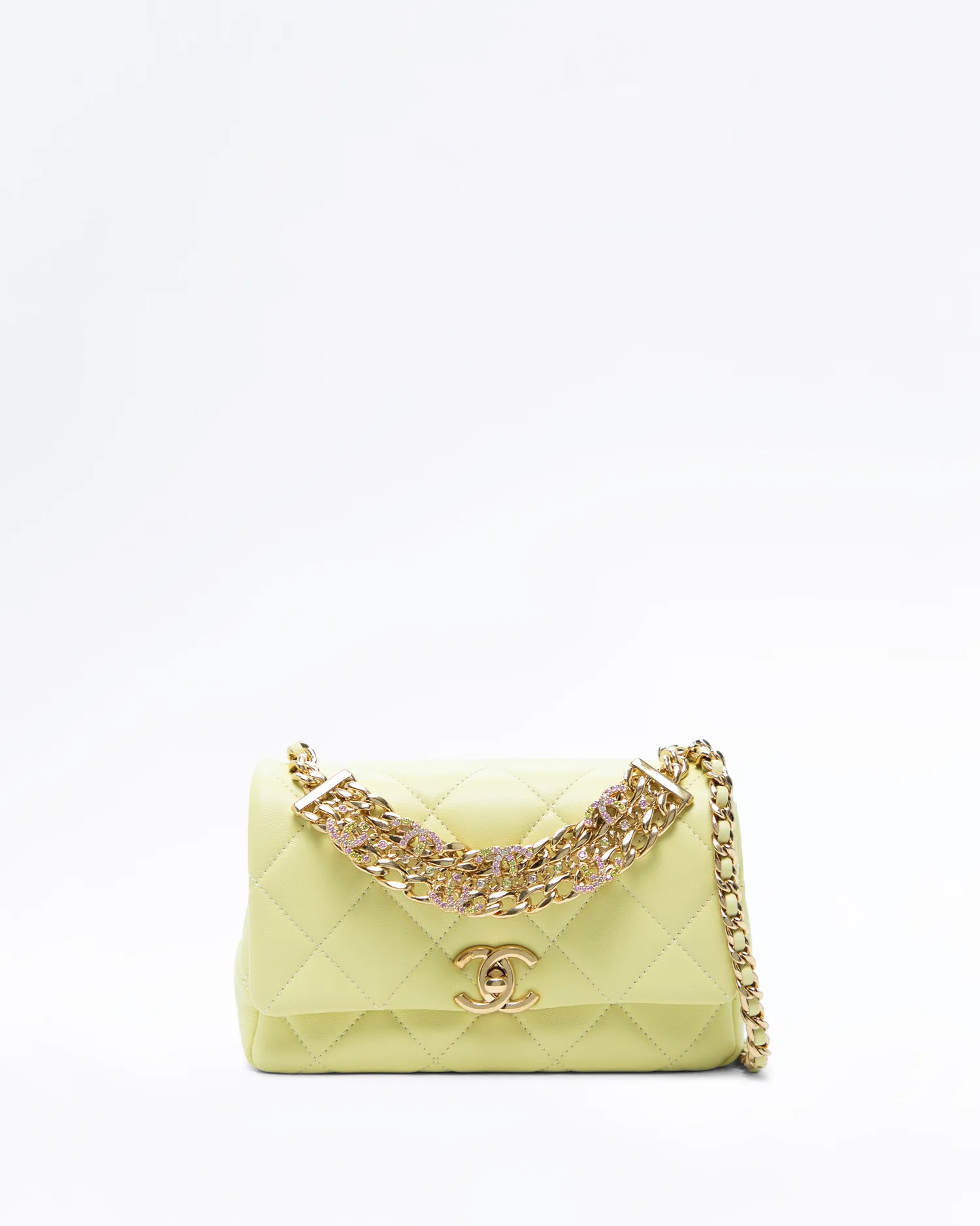 Crystal CC Logo Mini Top Handle Bag