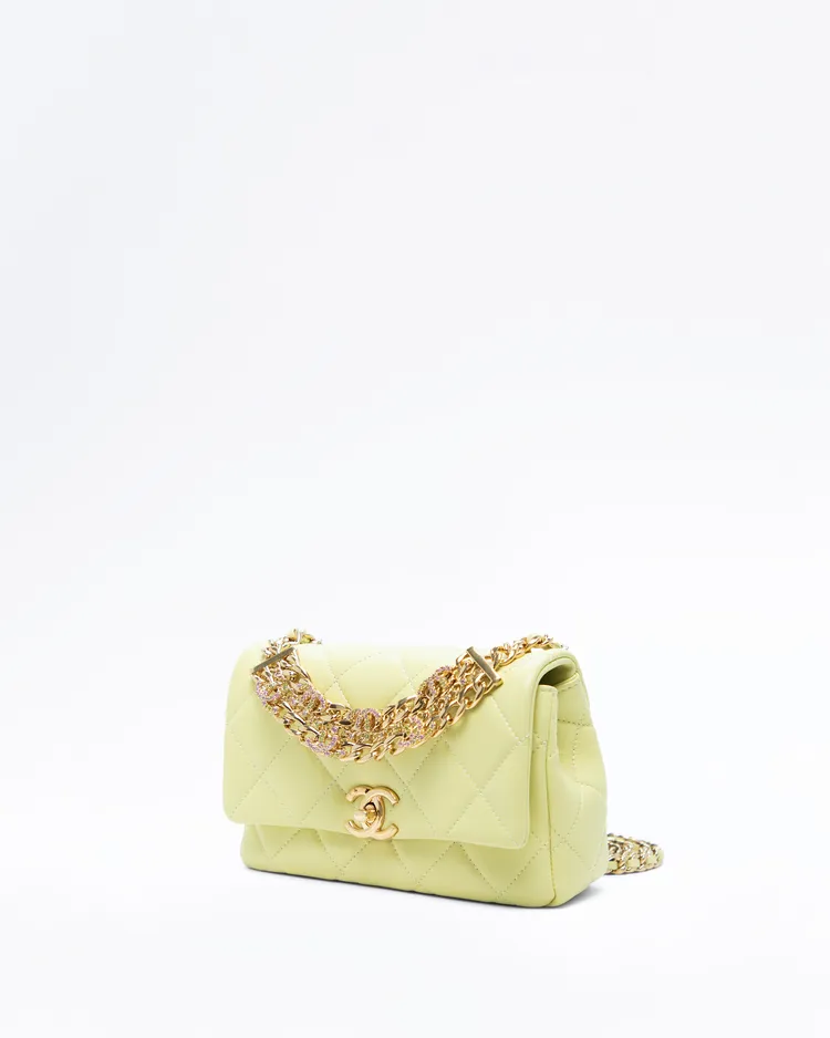 Alternate view angle of Crystal CC Logo Mini Top Handle Bag