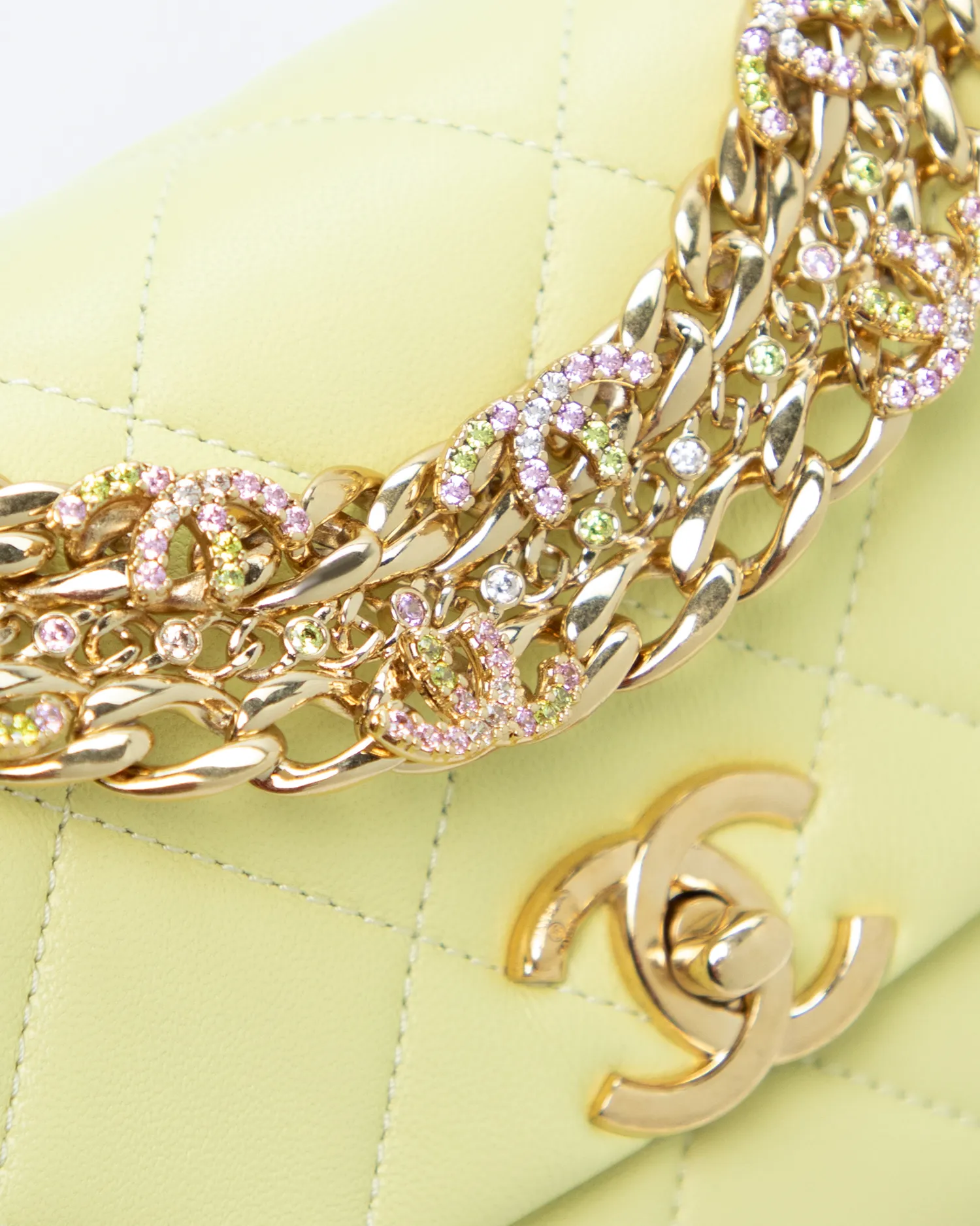 Crystal CC Logo Mini Top Handle Bag
