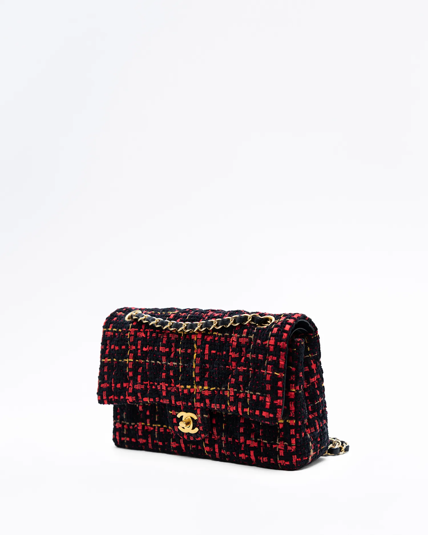Tweed Ribbon Medium Double Flap Bag