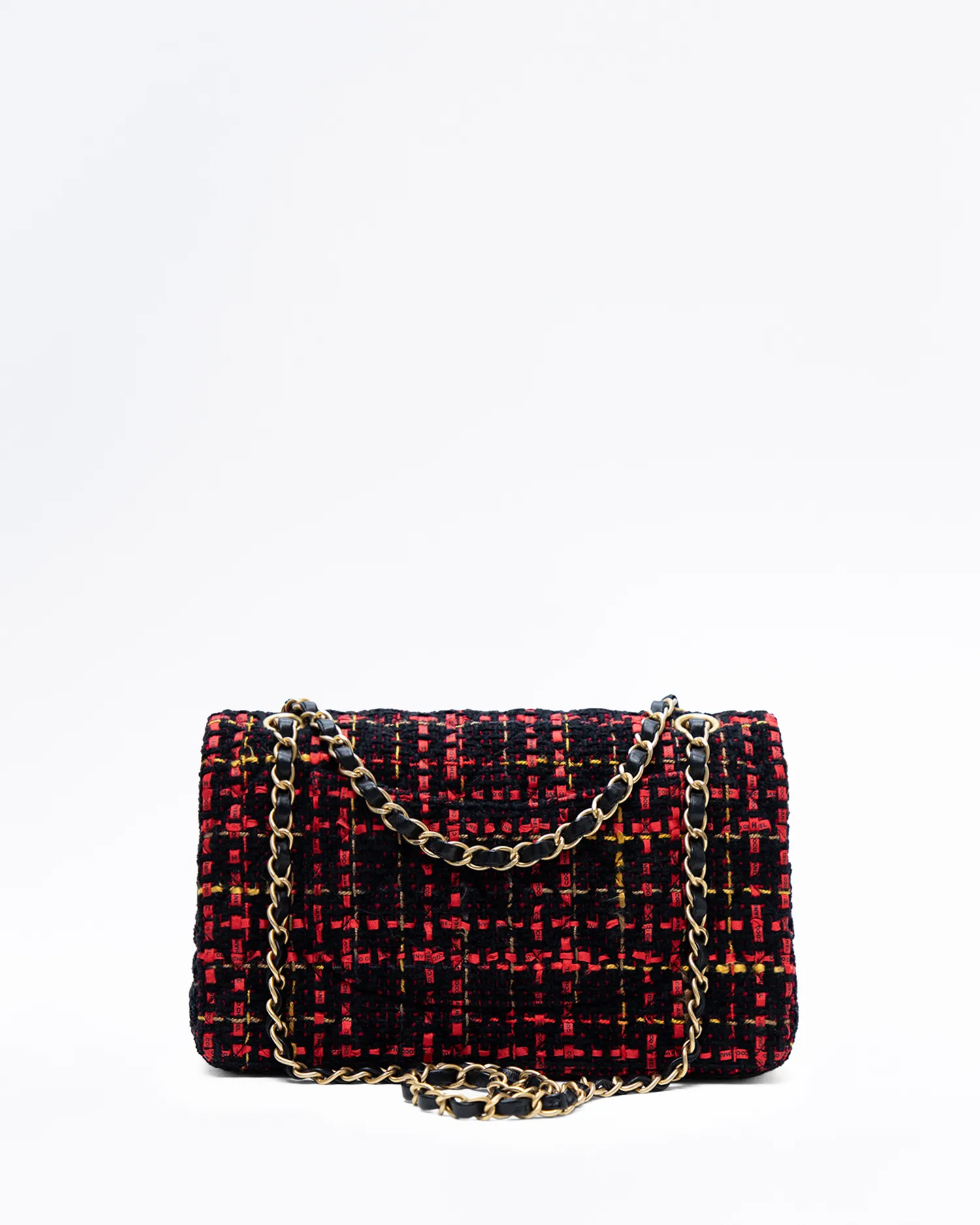 Tweed Ribbon Medium Double Flap Bag