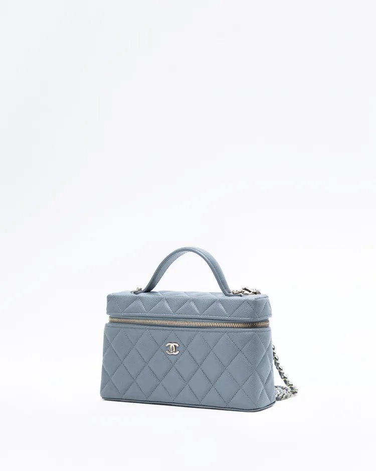 Alternate view angle of Caviar Slim Vanity Case with Chain