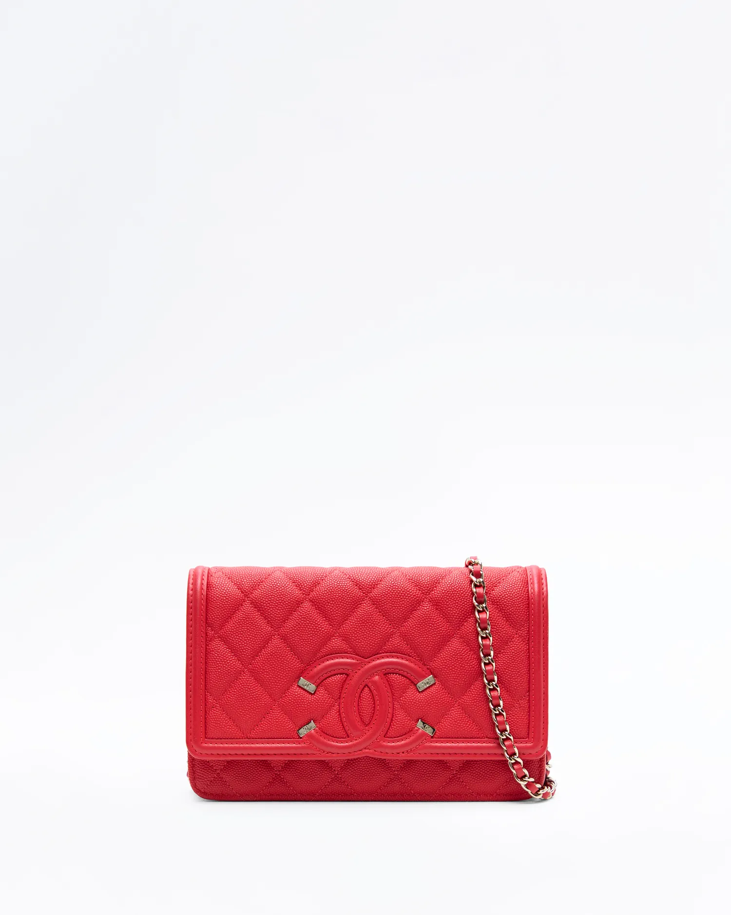Caviar Quilted Filigree Wallet on a Chain
