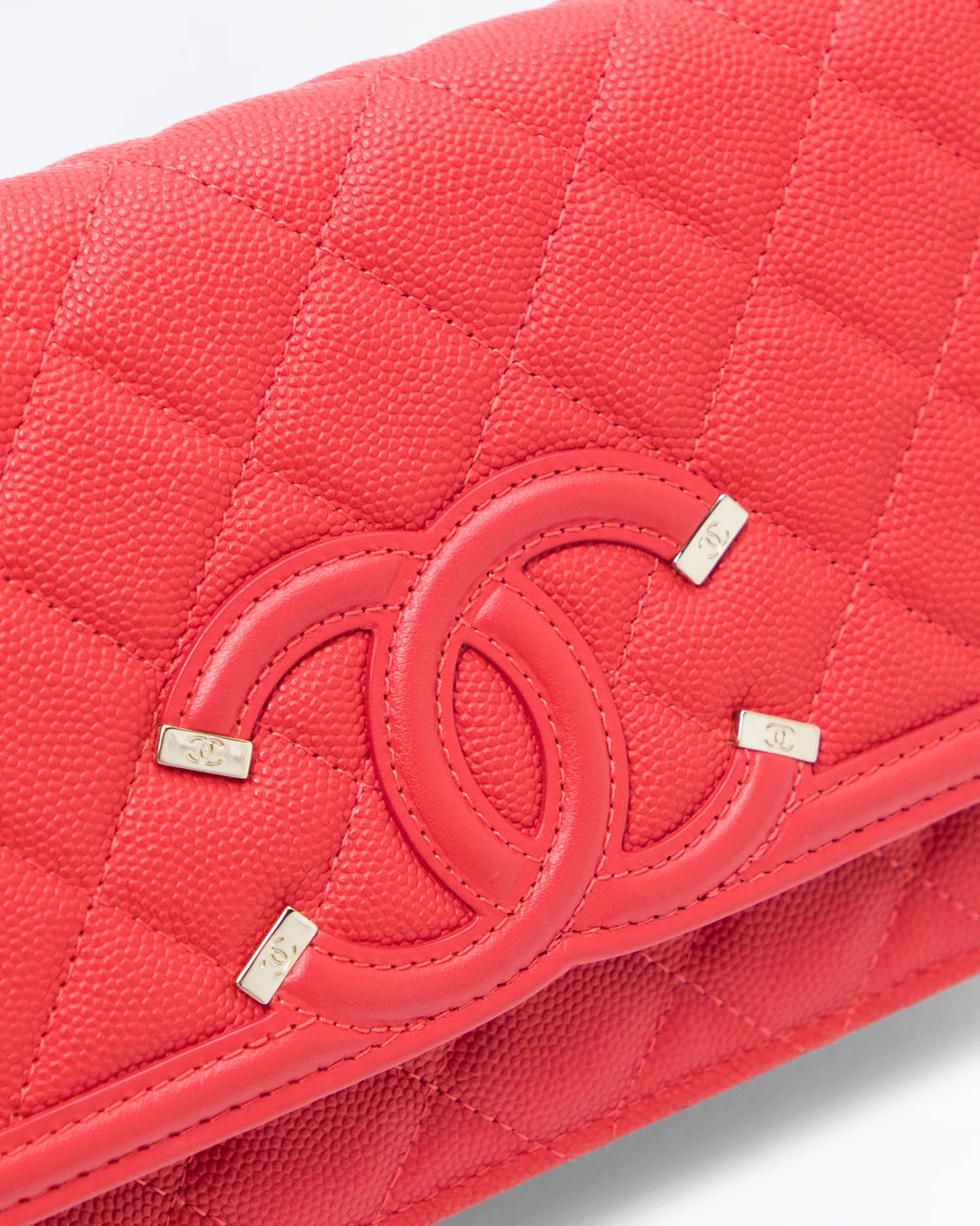 Caviar Quilted Filigree Wallet on a Chain