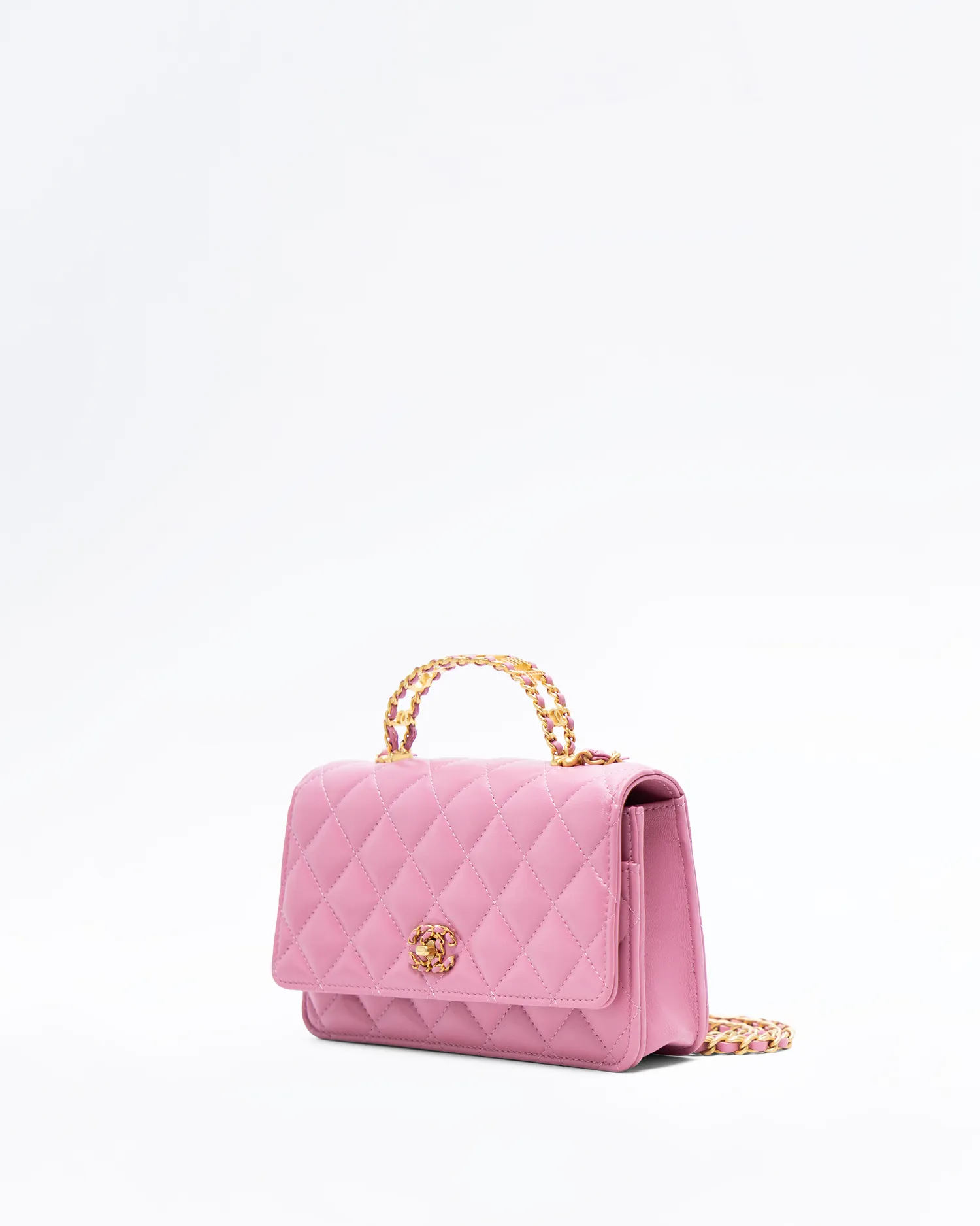 Strass Woven CC Top Handle Wallet on a Chain