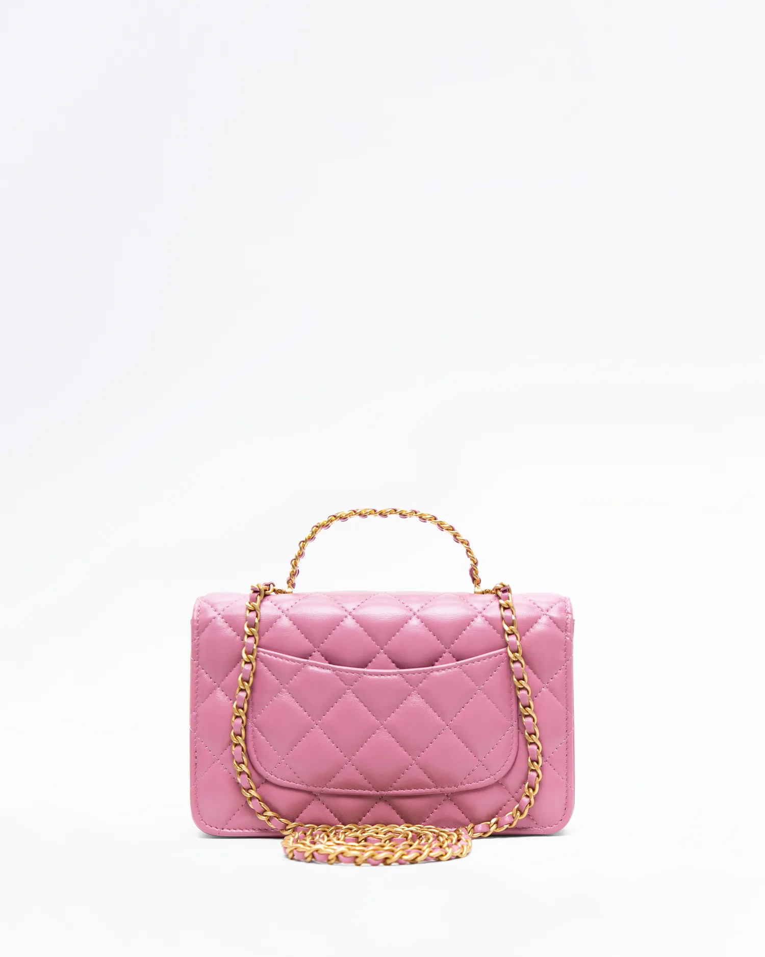 Strass Woven CC Top Handle Wallet on a Chain