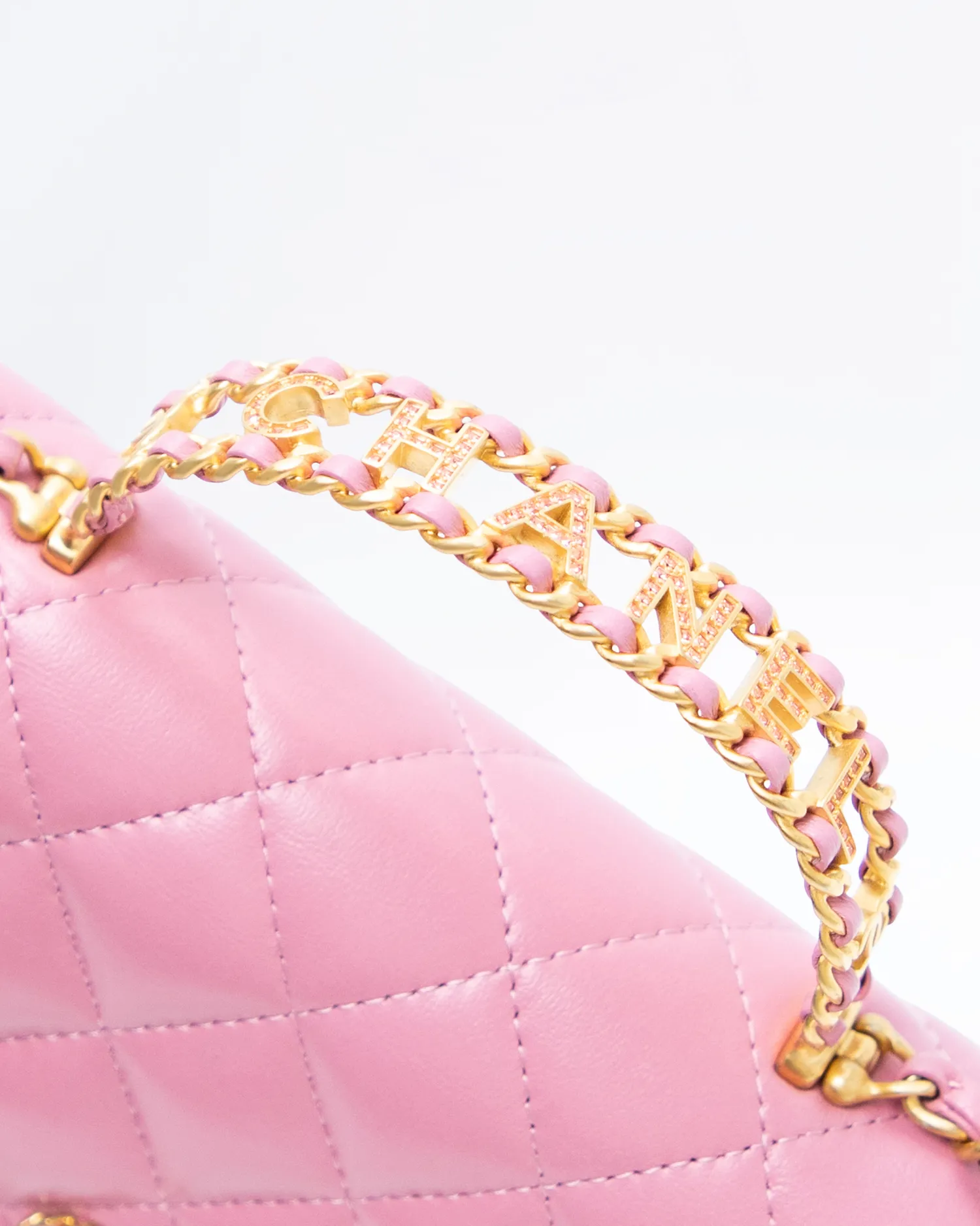 Strass Woven CC Top Handle Wallet on a Chain