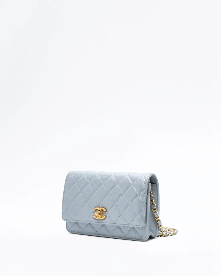 Alternate view angle of Caviar CC Jewel Wallet on a Chain