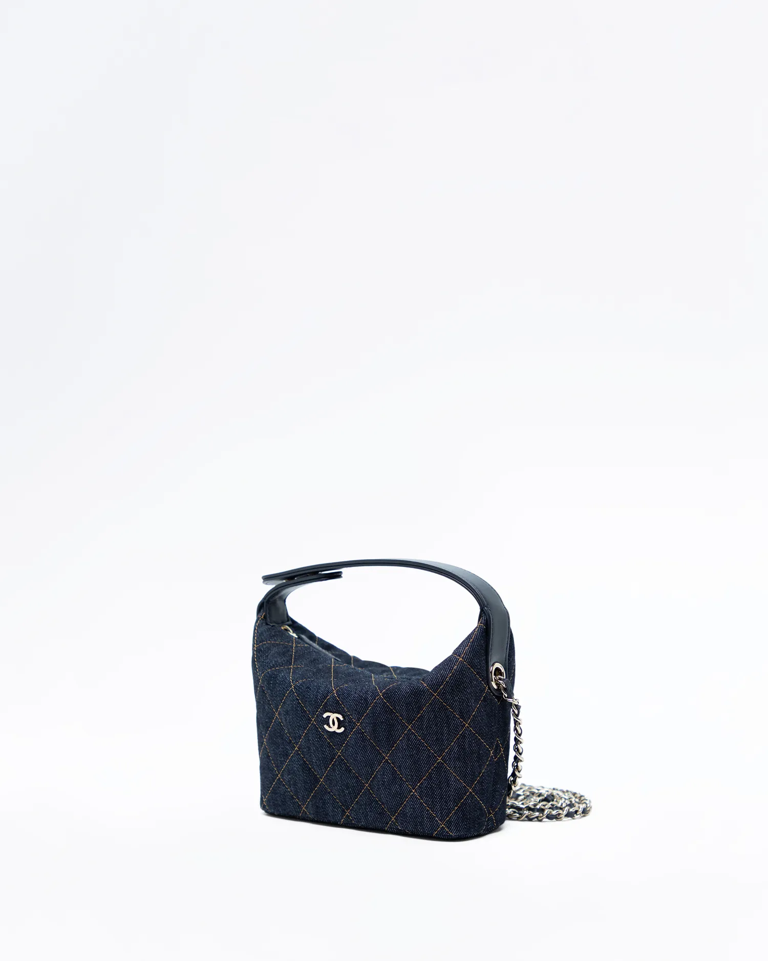 Denim Hobo Clutch with Chain