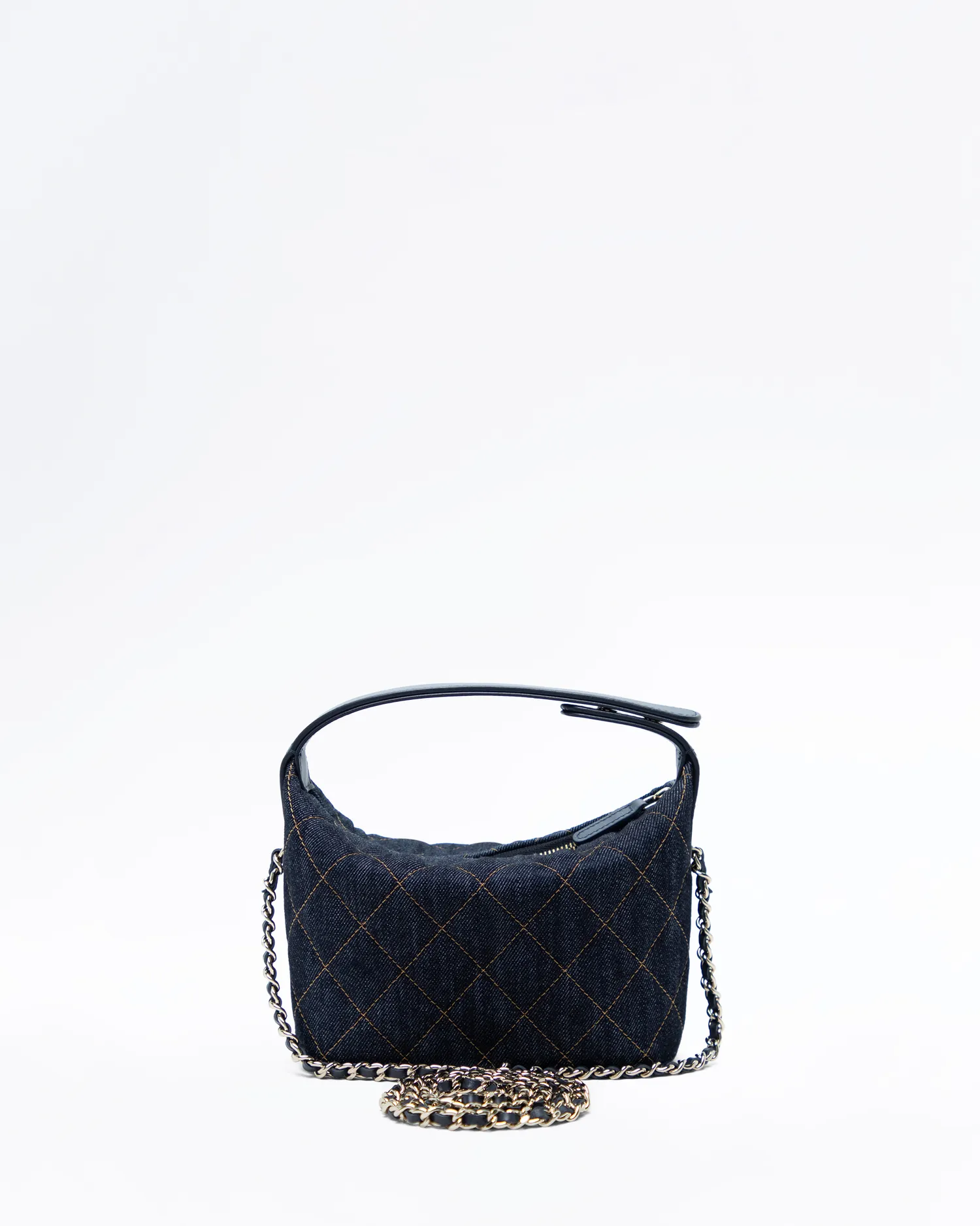 Denim Hobo Clutch with Chain