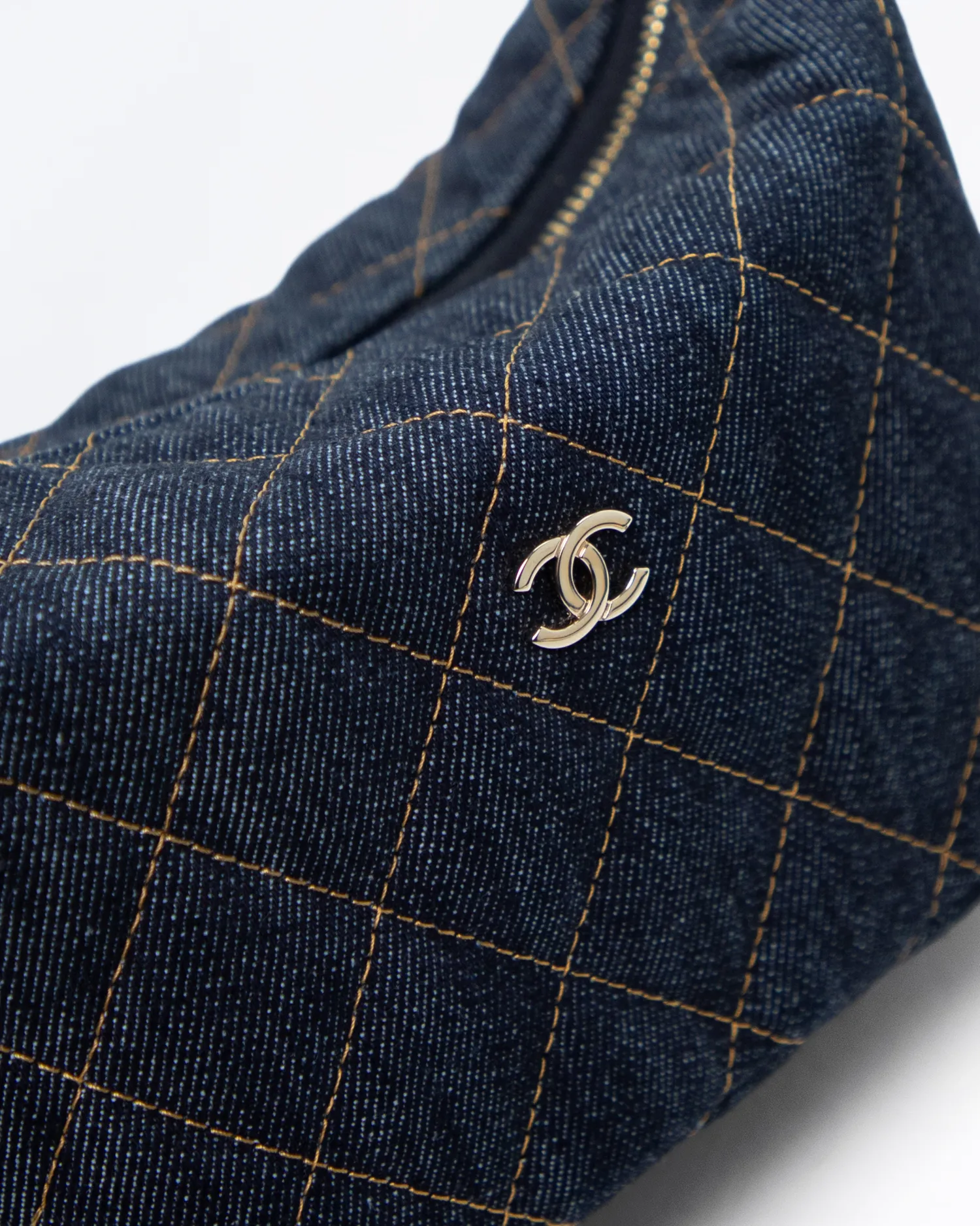 Denim Hobo Clutch with Chain