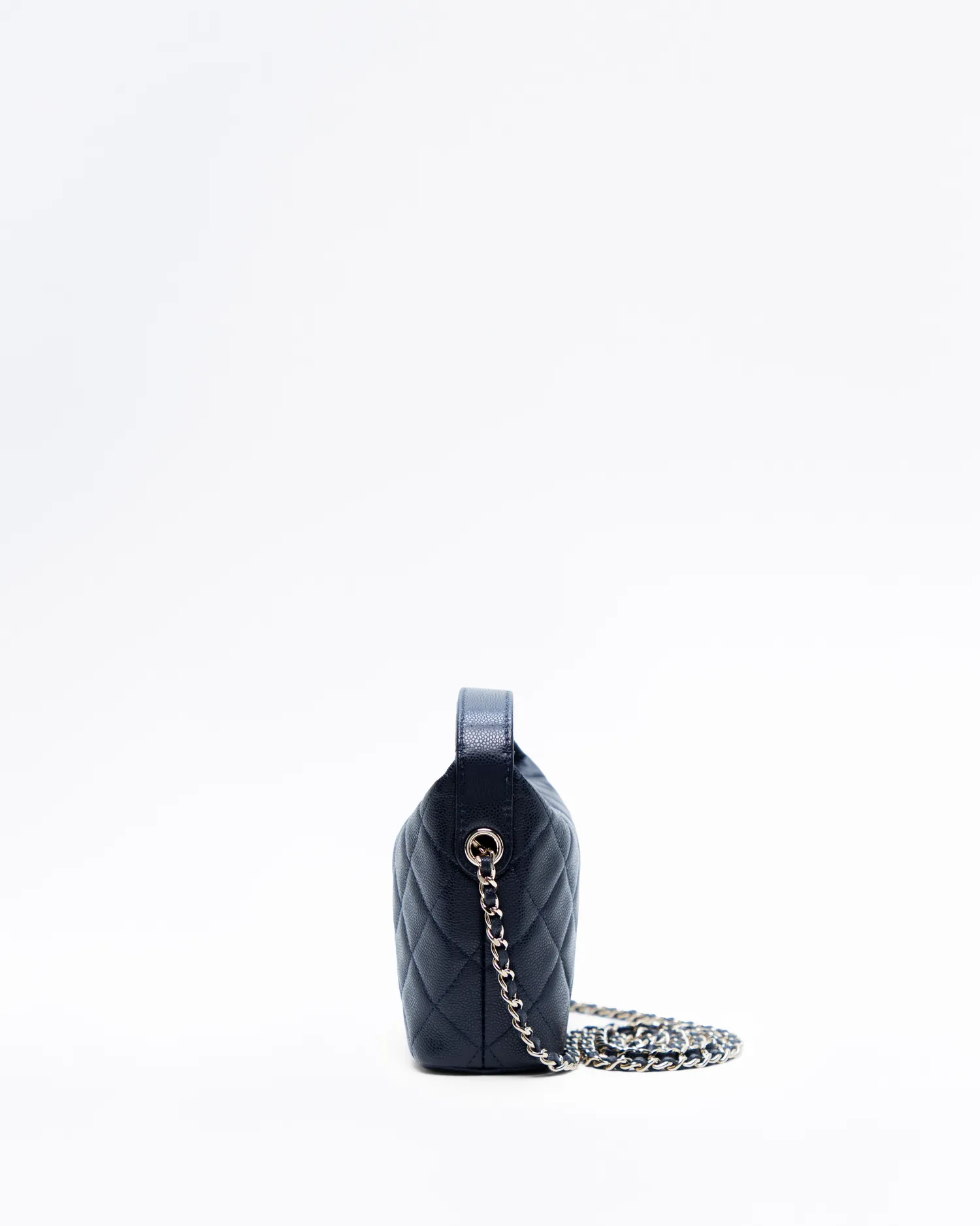 Caviar Quilted Hobo Clutch with Chain