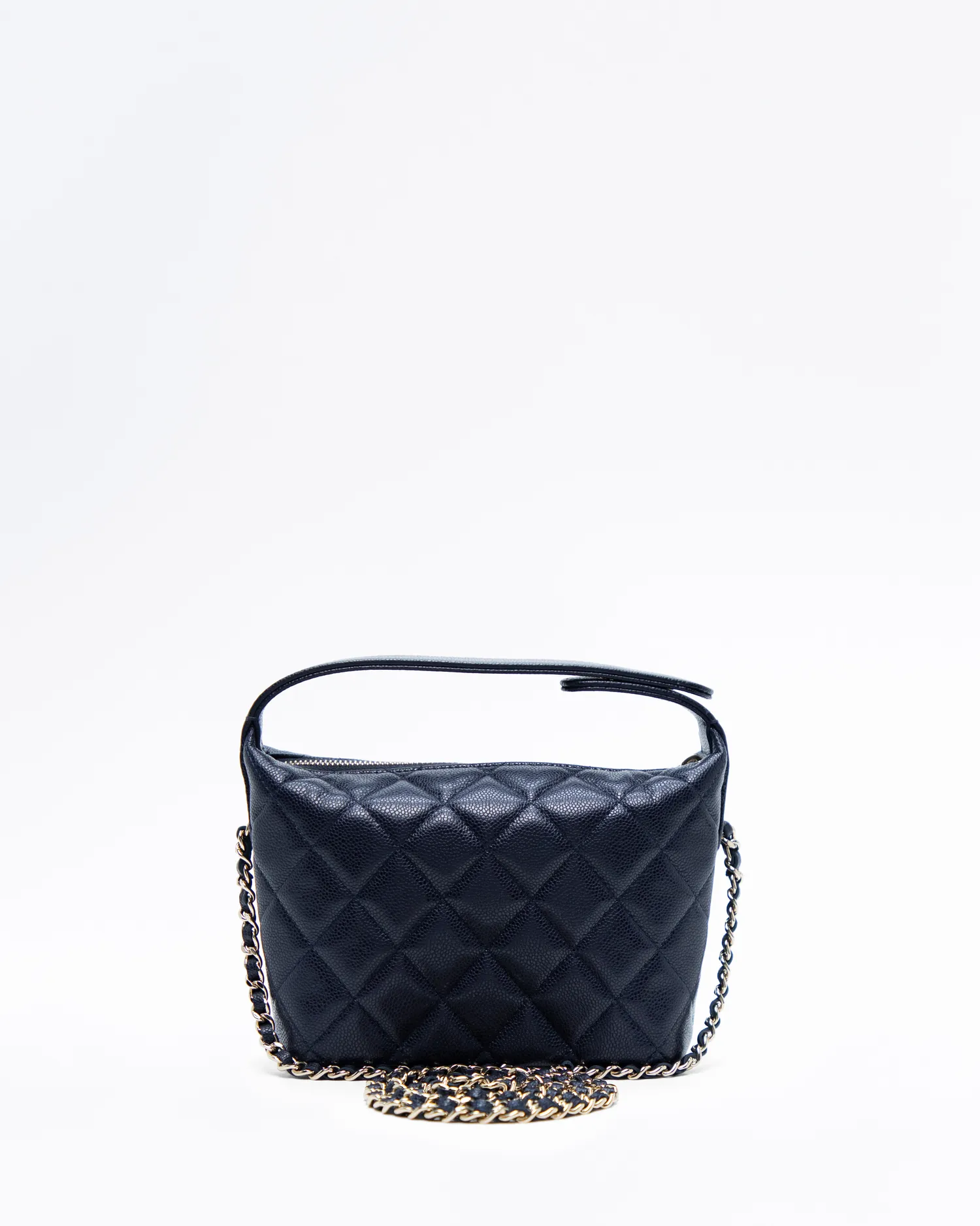 Caviar Quilted Hobo Clutch with Chain