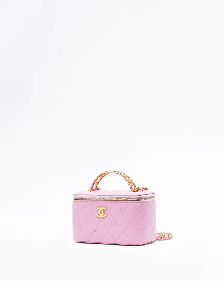 Alternate view angle of Caviar Pick Me Up Top Handle Vanity with Chain