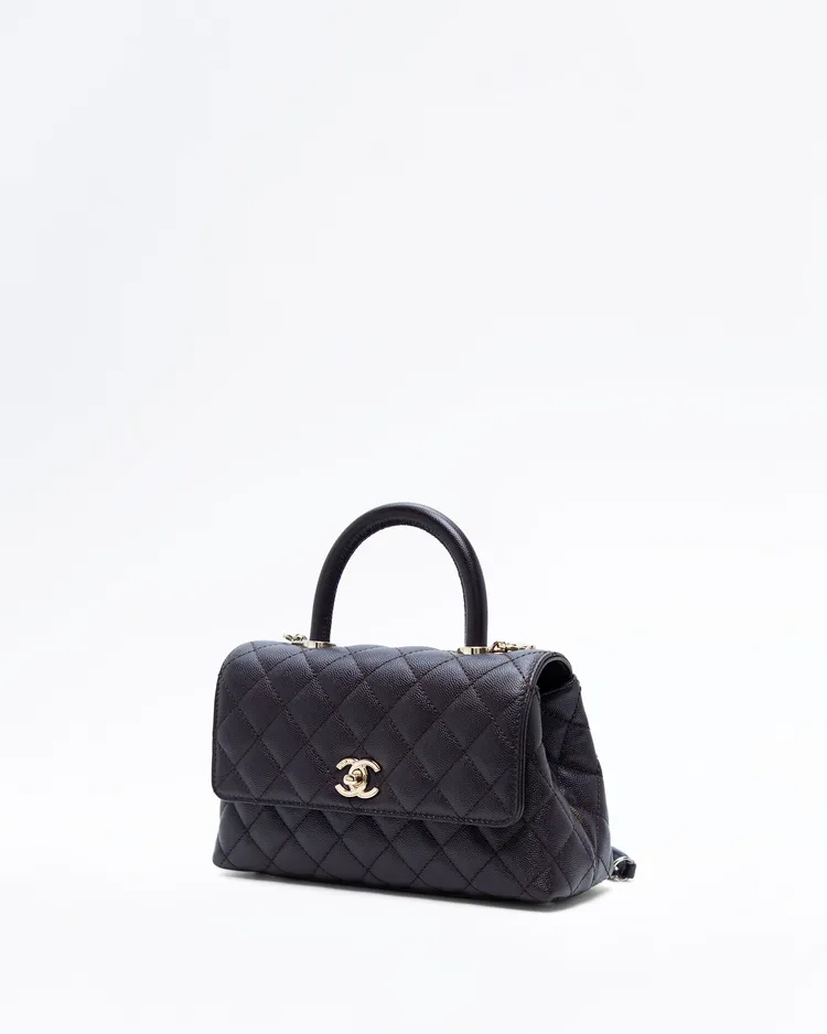 Alternate view angle of Caviar Mini Coco Handle Bag