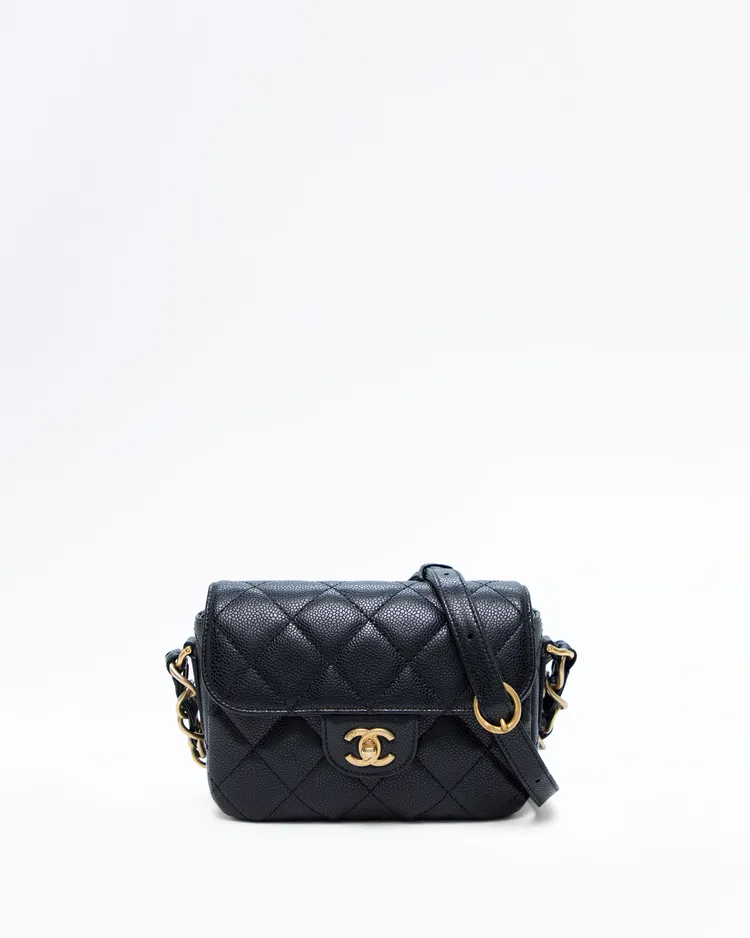 Caviar Quilted Mini Messenger Flap Bag