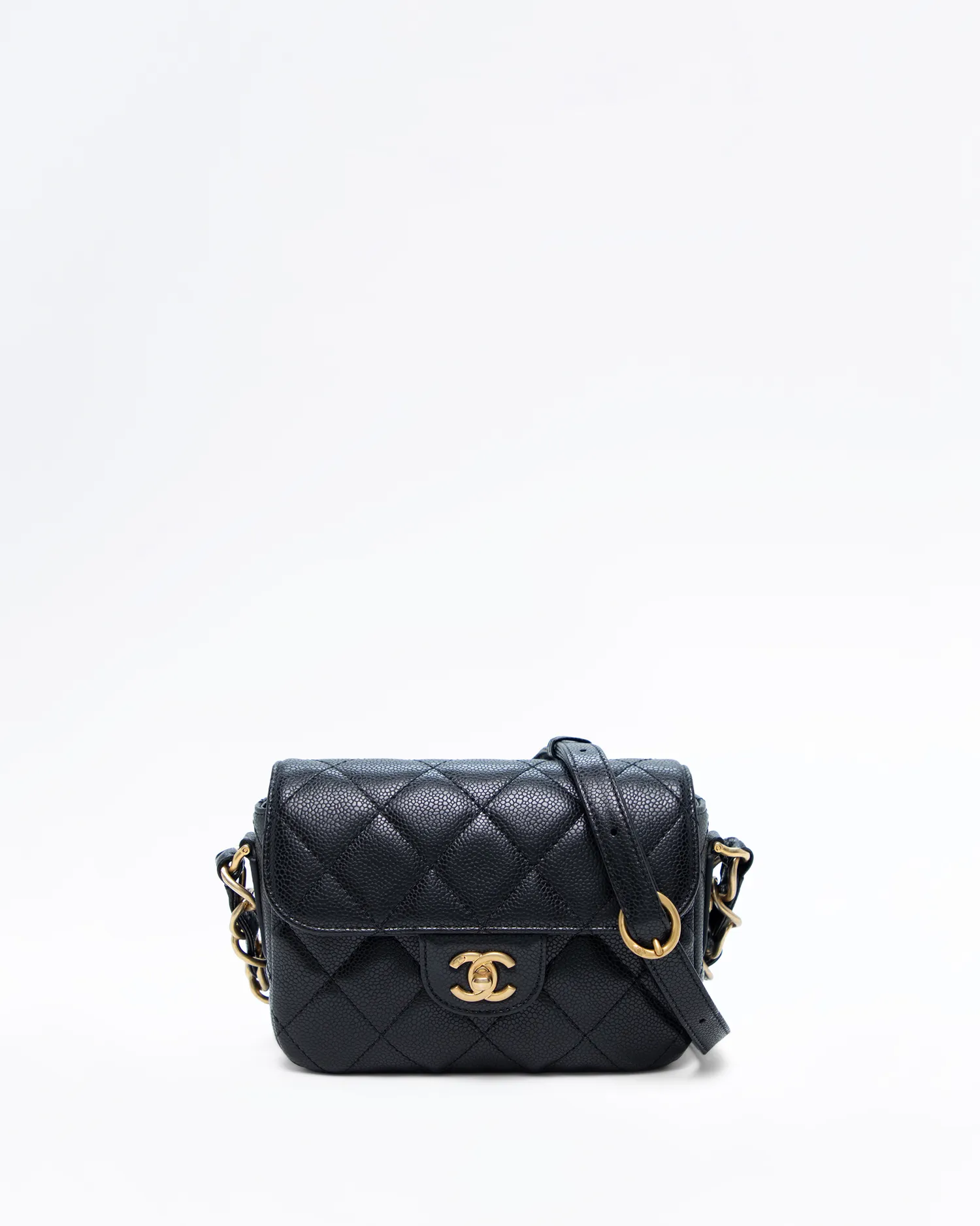 Caviar Quilted Mini Messenger Flap Bag