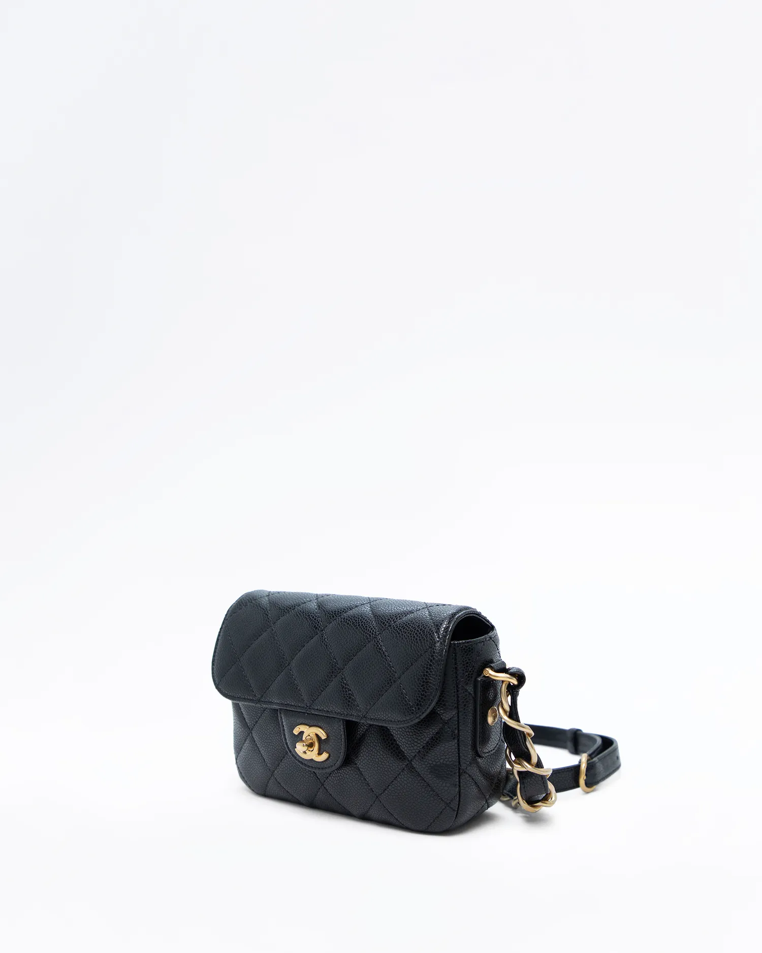 Caviar Quilted Mini Messenger Flap Bag
