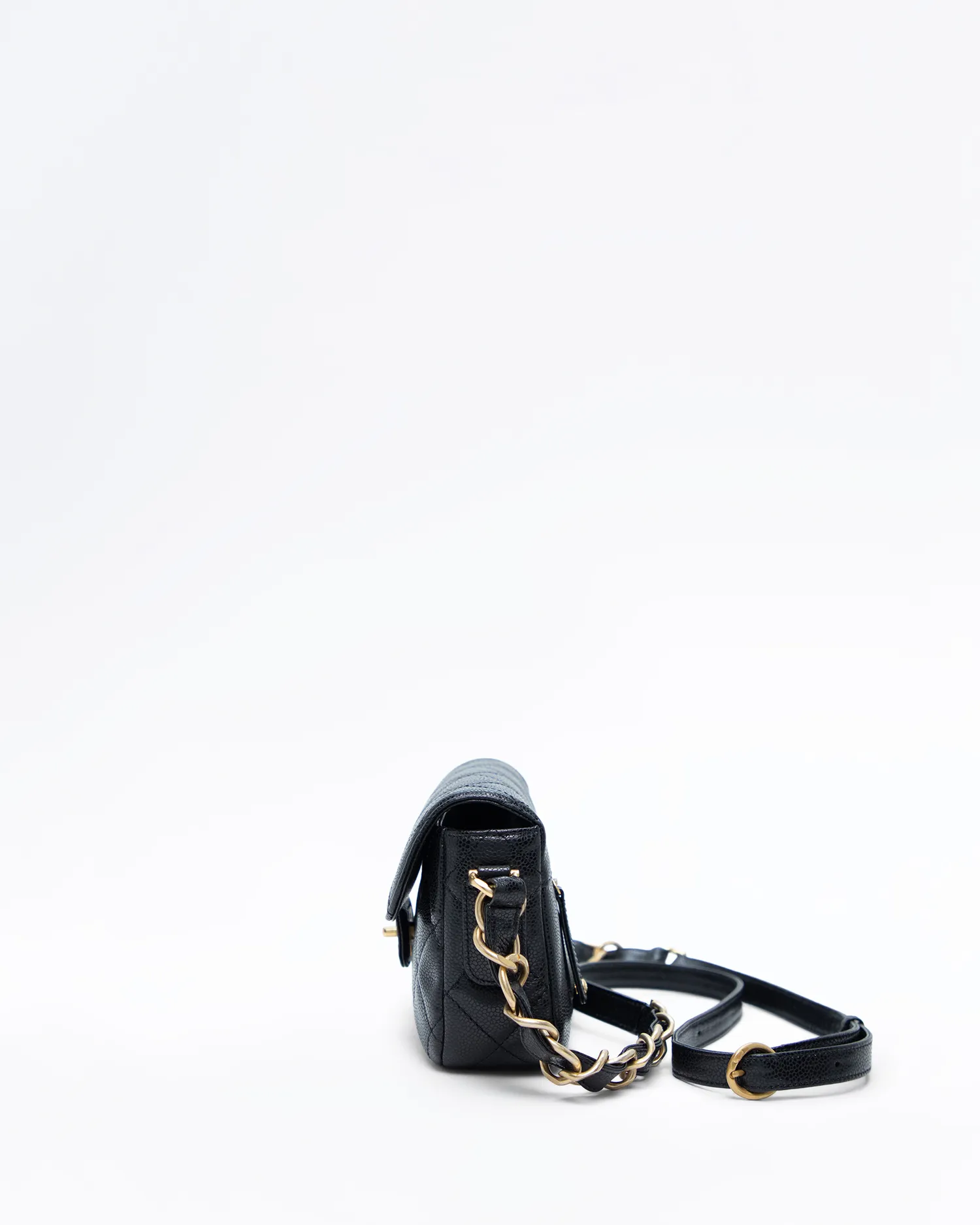 Caviar Quilted Mini Messenger Flap Bag