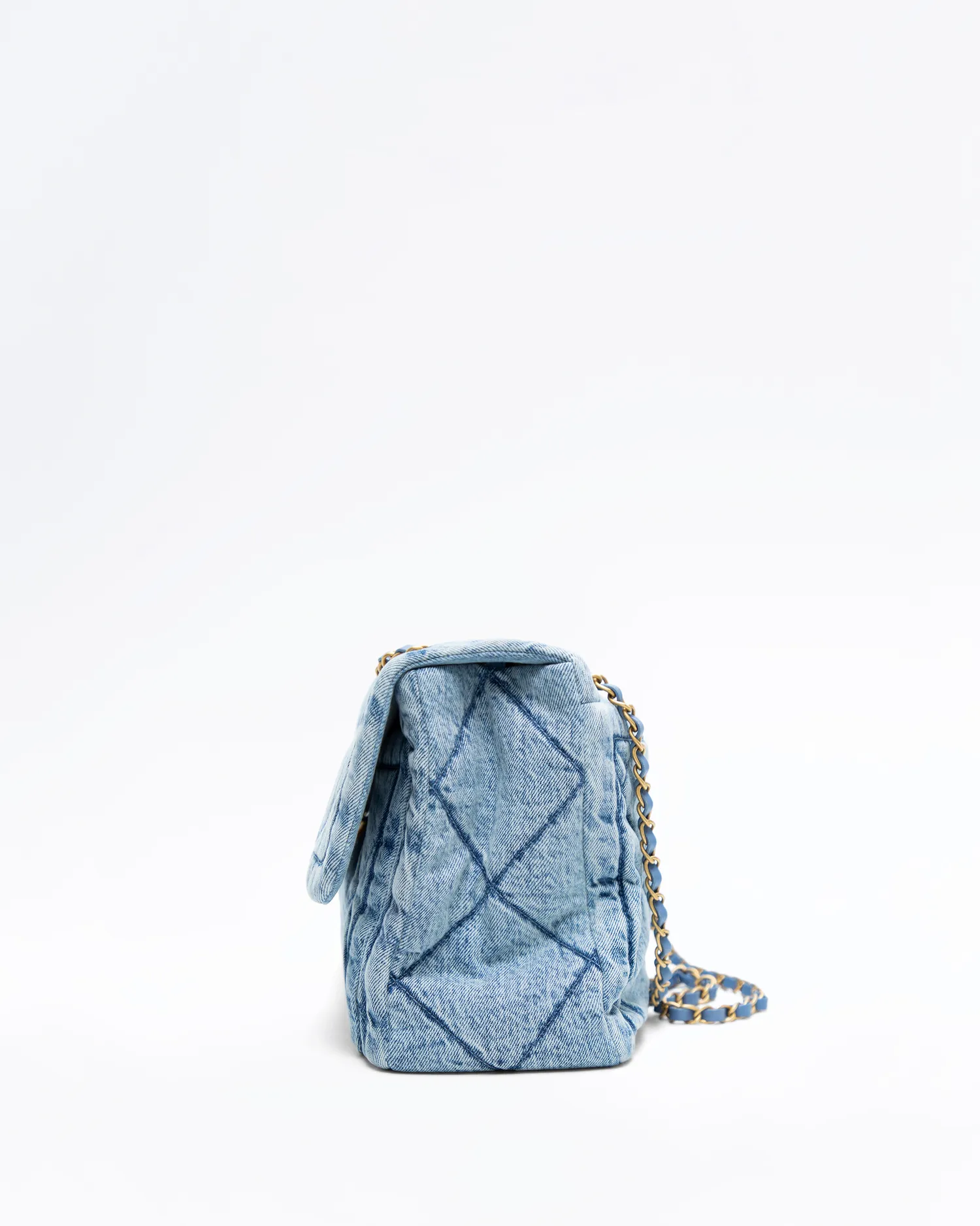 Washed Denim Maxi Flap Bag