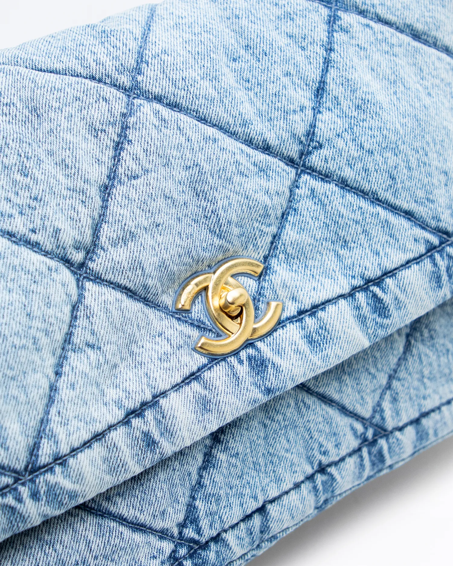 Washed Denim Maxi Flap Bag
