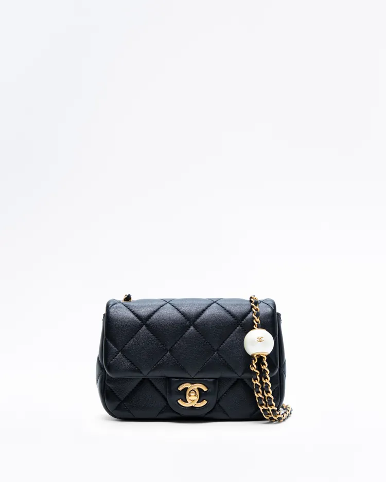 Lambskin Double Pearl Mini Flap Bag