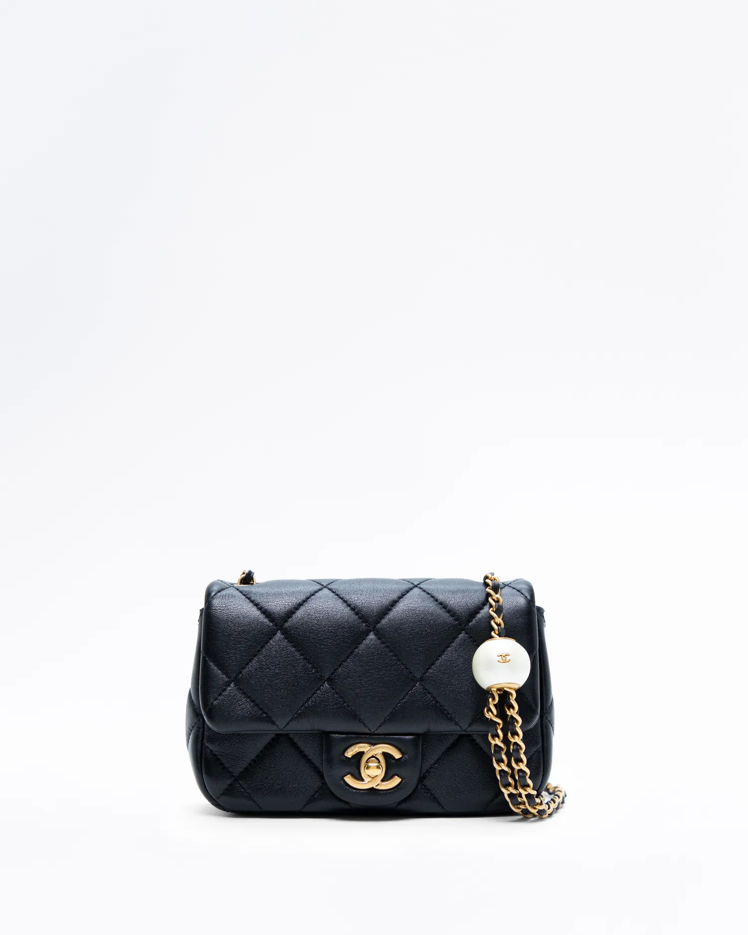 Lambskin Double Pearl Mini Flap Bag