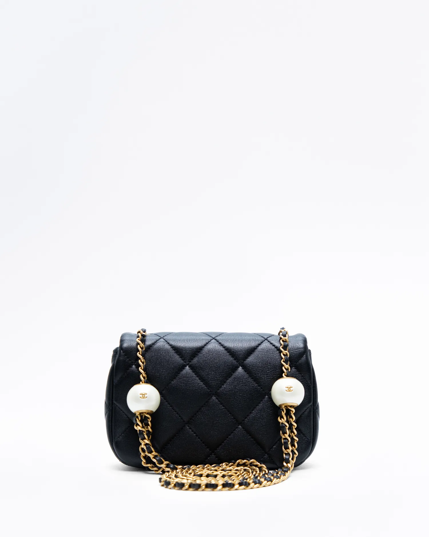 Lambskin Double Pearl Mini Flap Bag
