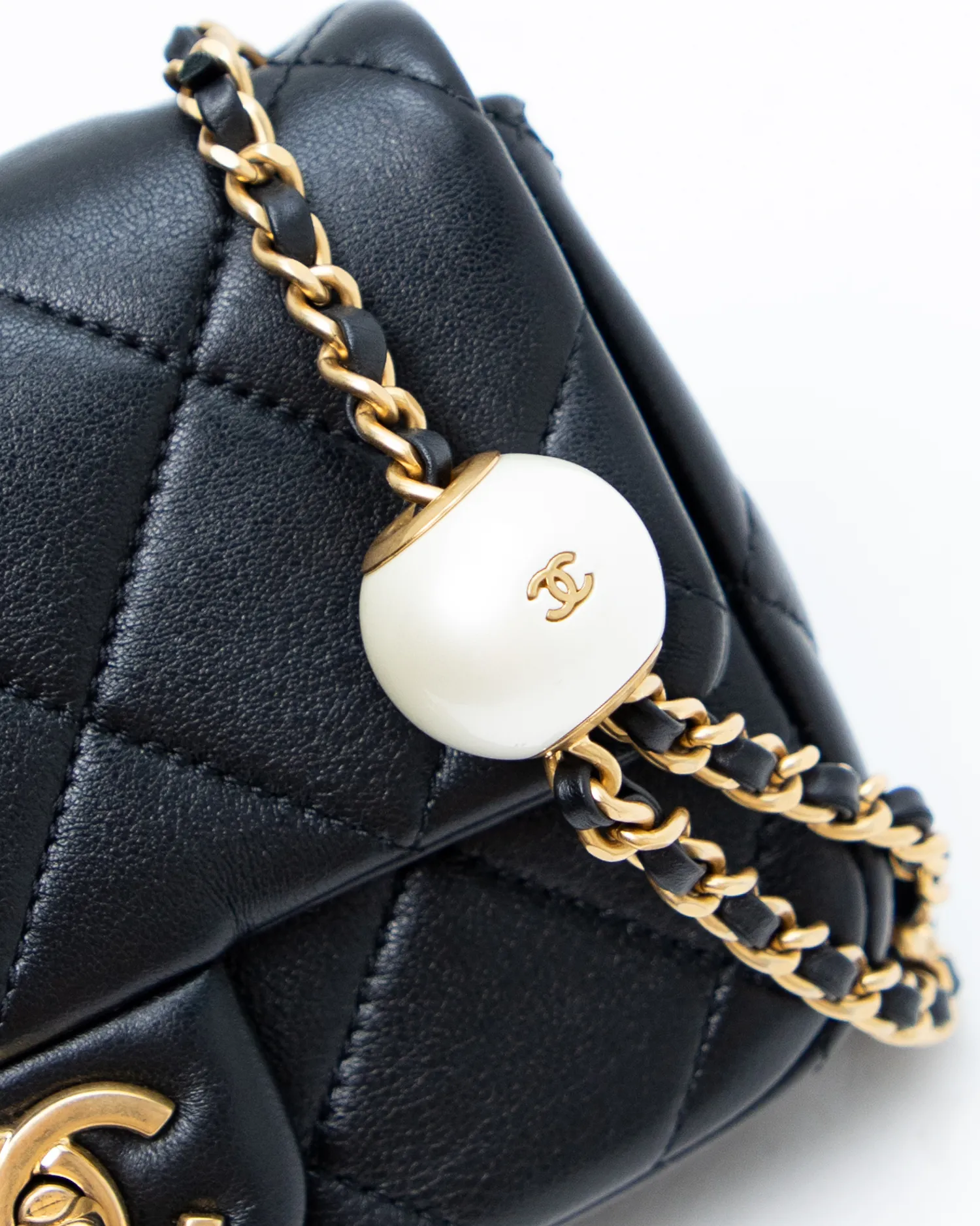 Lambskin Double Pearl Mini Flap Bag