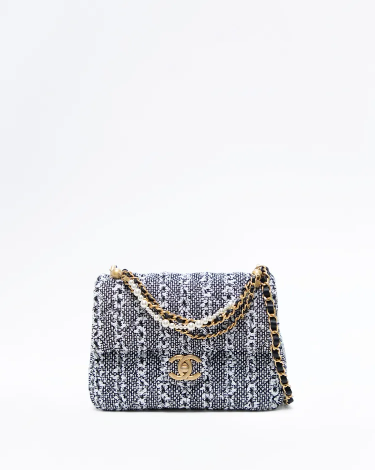 Tweed Pearl Twist Small Flap Bag