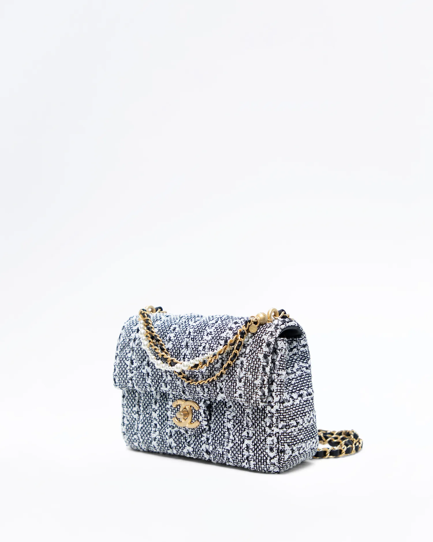 Tweed Pearl Twist Small Flap Bag