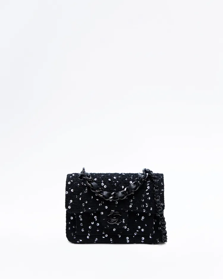 Tweed Sequin So Black Mini Flap Bag