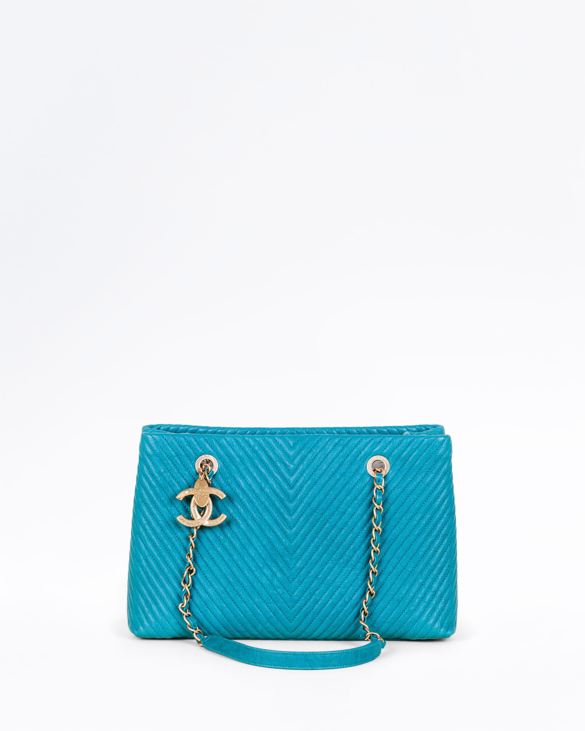 Chanel Chevron Surpique Small Shopping Tote | Vivrelle