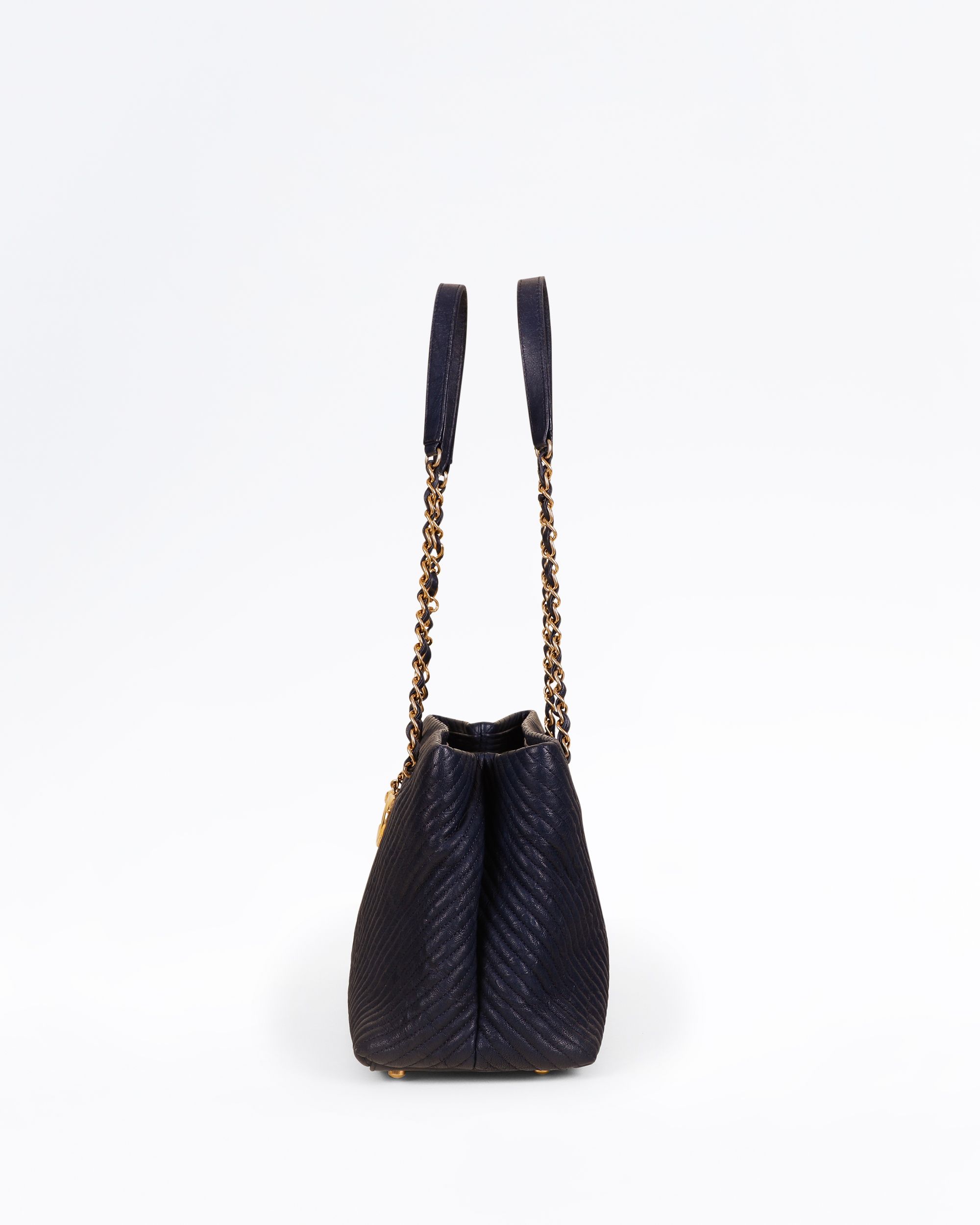 Chanel Chevron Surpique Small Shopping Tote | Vivrelle