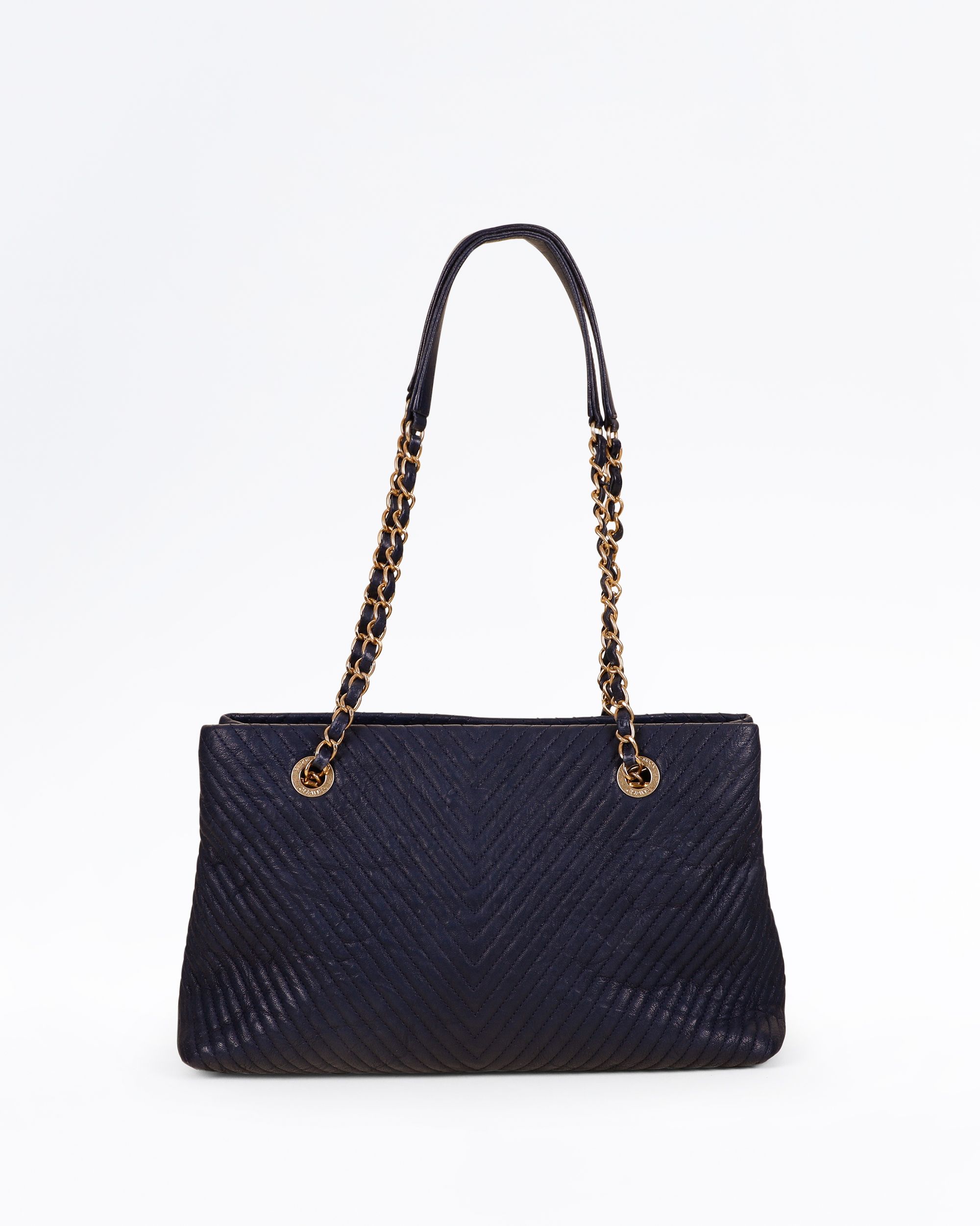 Chanel Chevron Surpique Small Shopping Tote | Vivrelle
