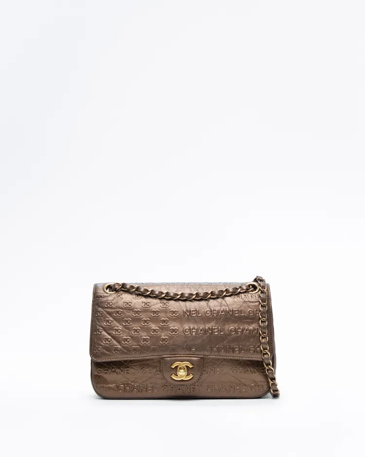 Symbol Embossed Flap Bag