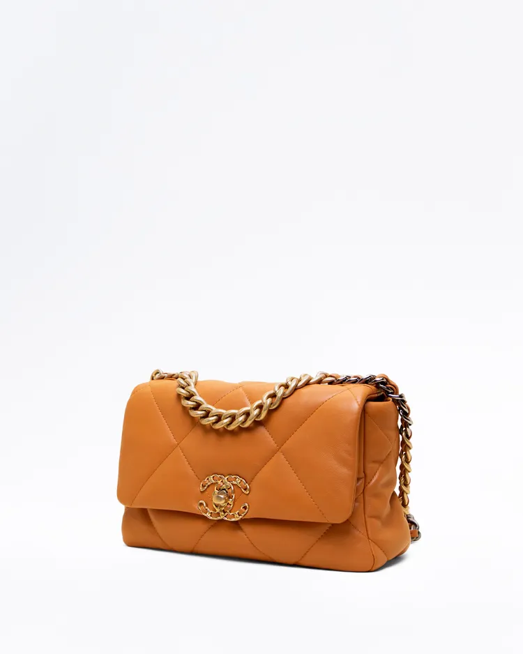 Alternate view angle of Lambskin Chanel 19 Flap Bag