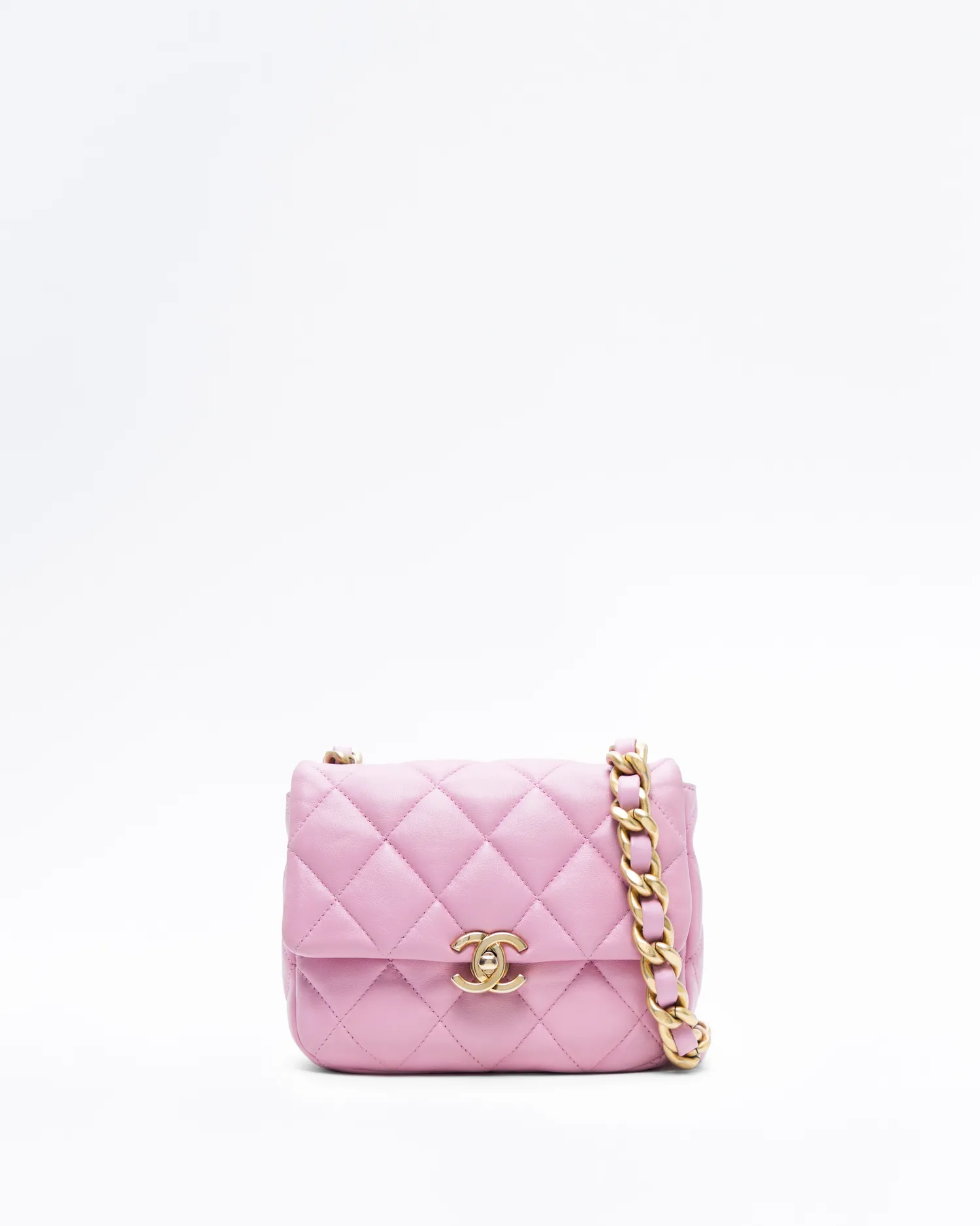 Lambskin Lacquered Chain Mini Flap Bag