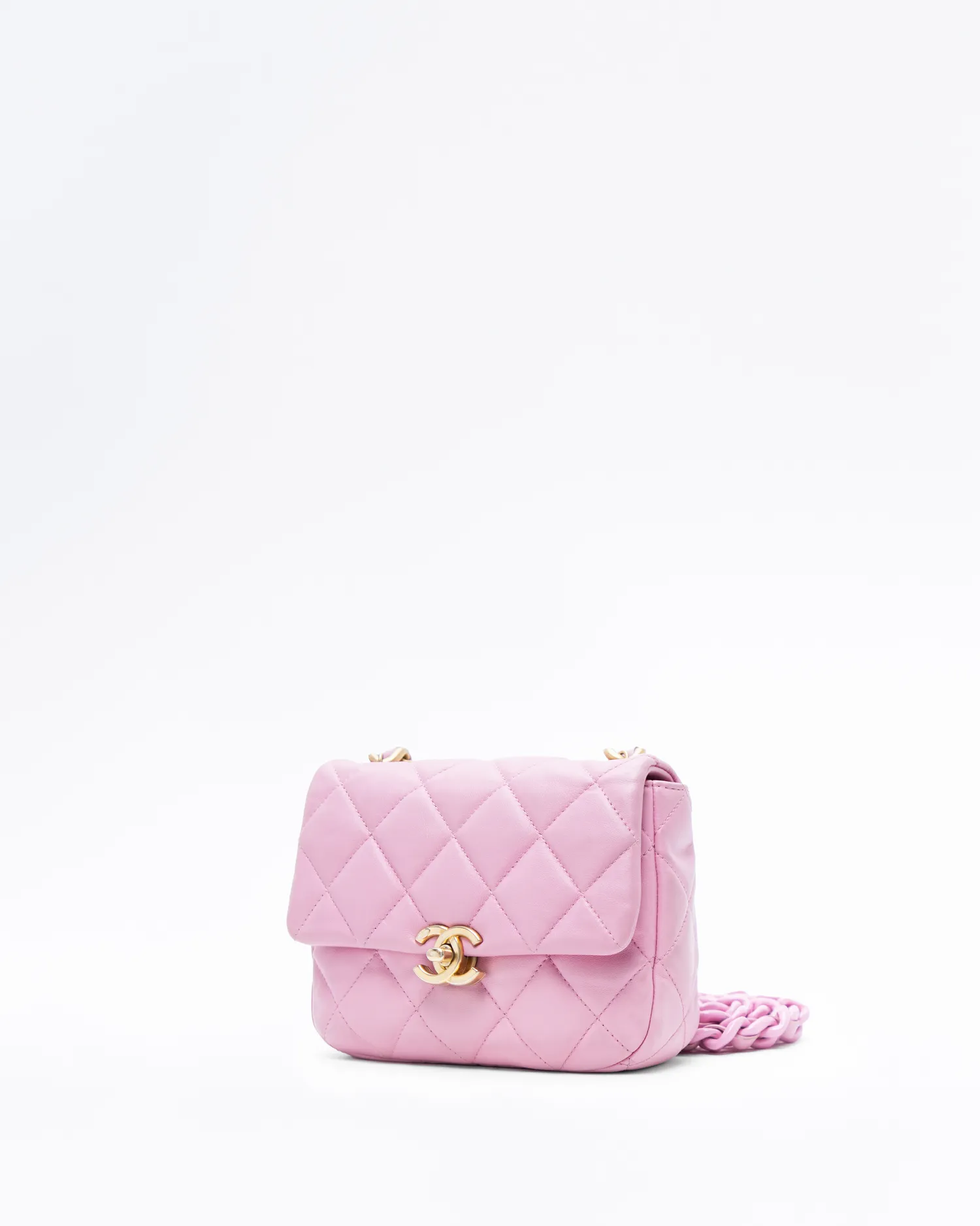 Lambskin Lacquered Chain Mini Flap Bag