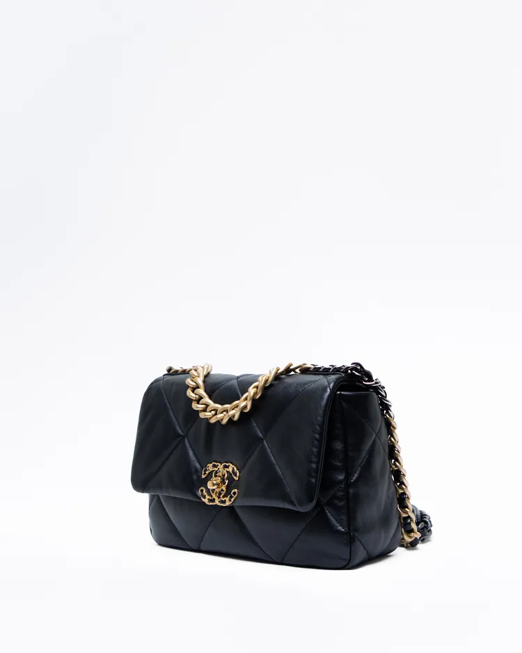 Alternate view angle of Lambskin Chanel 19 Flap Bag
