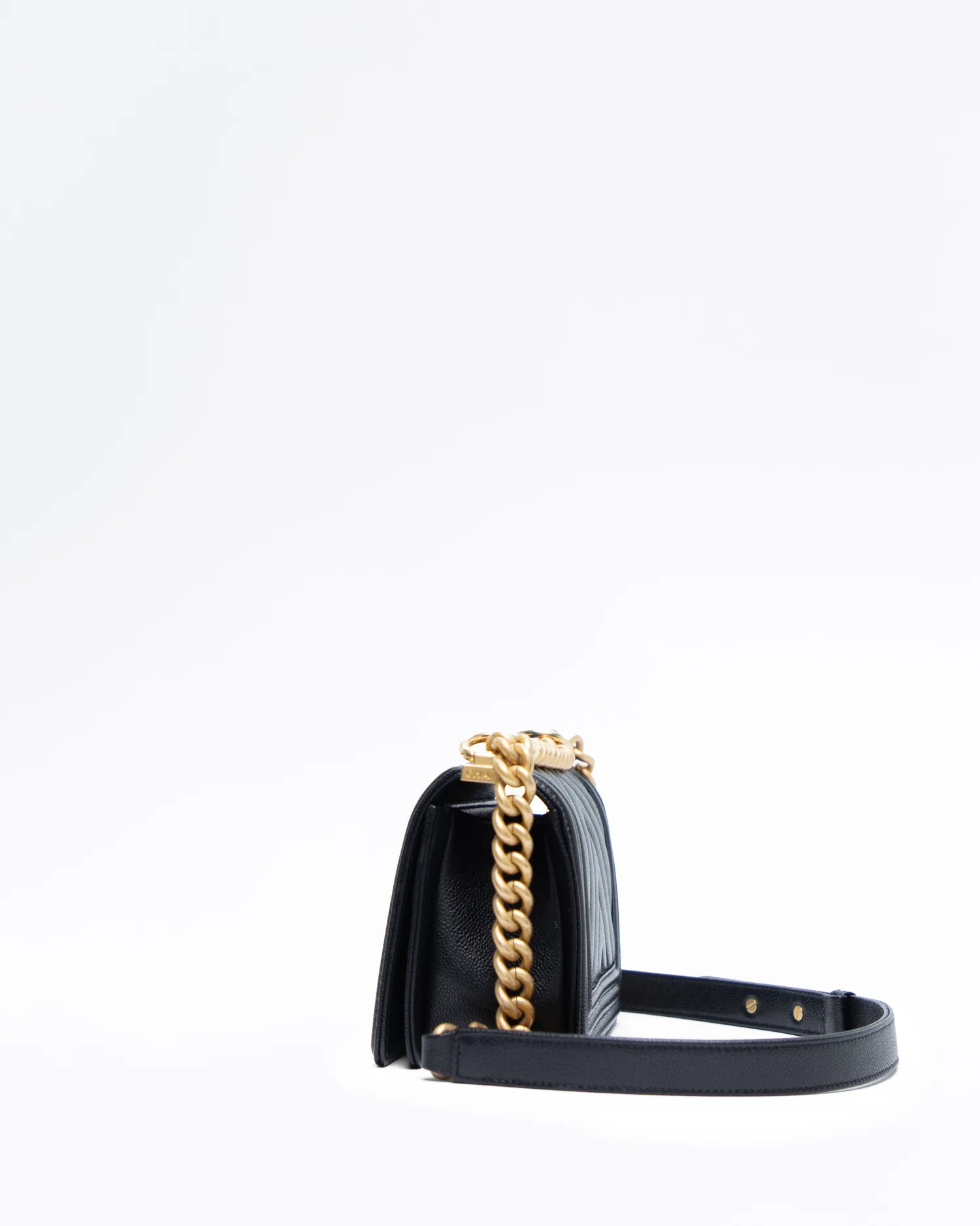Caviar Chevron Small Boy Bag