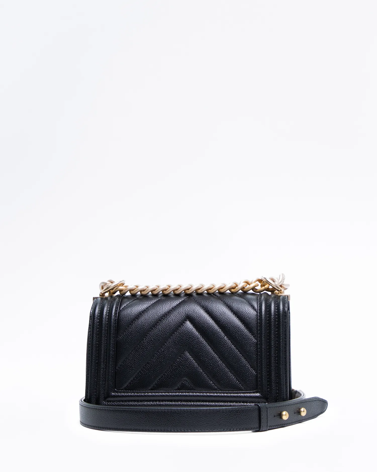 Caviar Chevron Small Boy Bag