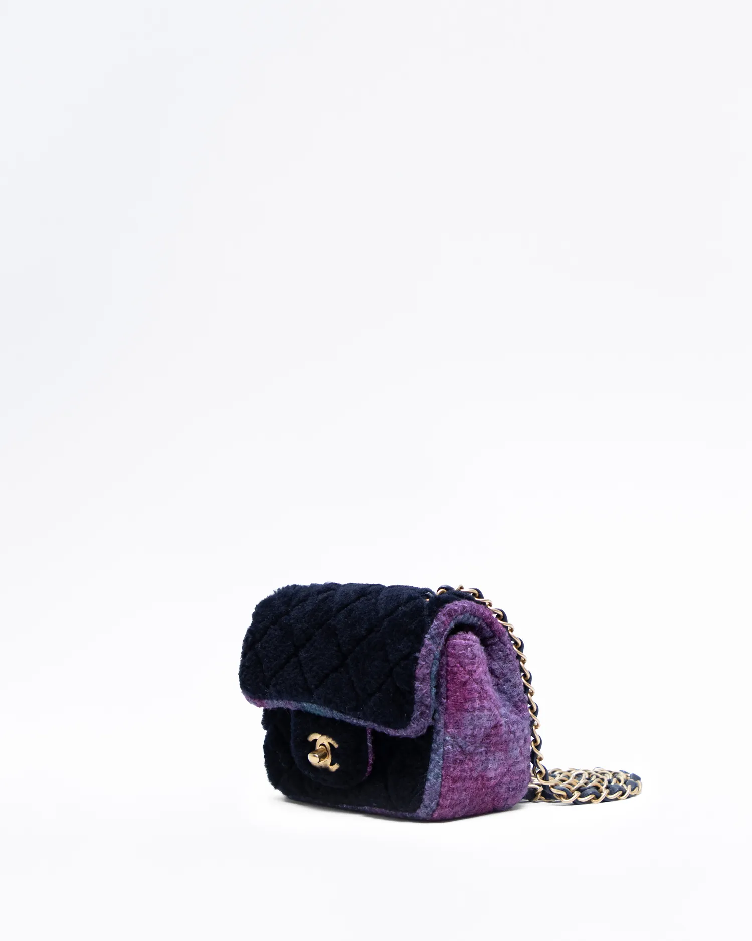 Shearling Tweed Mini Flap Bag